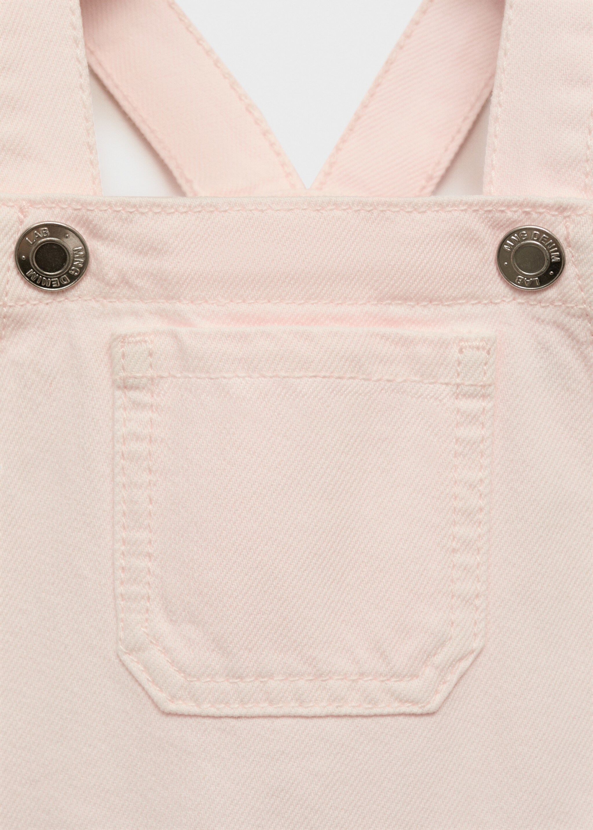 Short denim dungarees - Details of the article 8, Pastel Pink. Ref: 87047697-00.