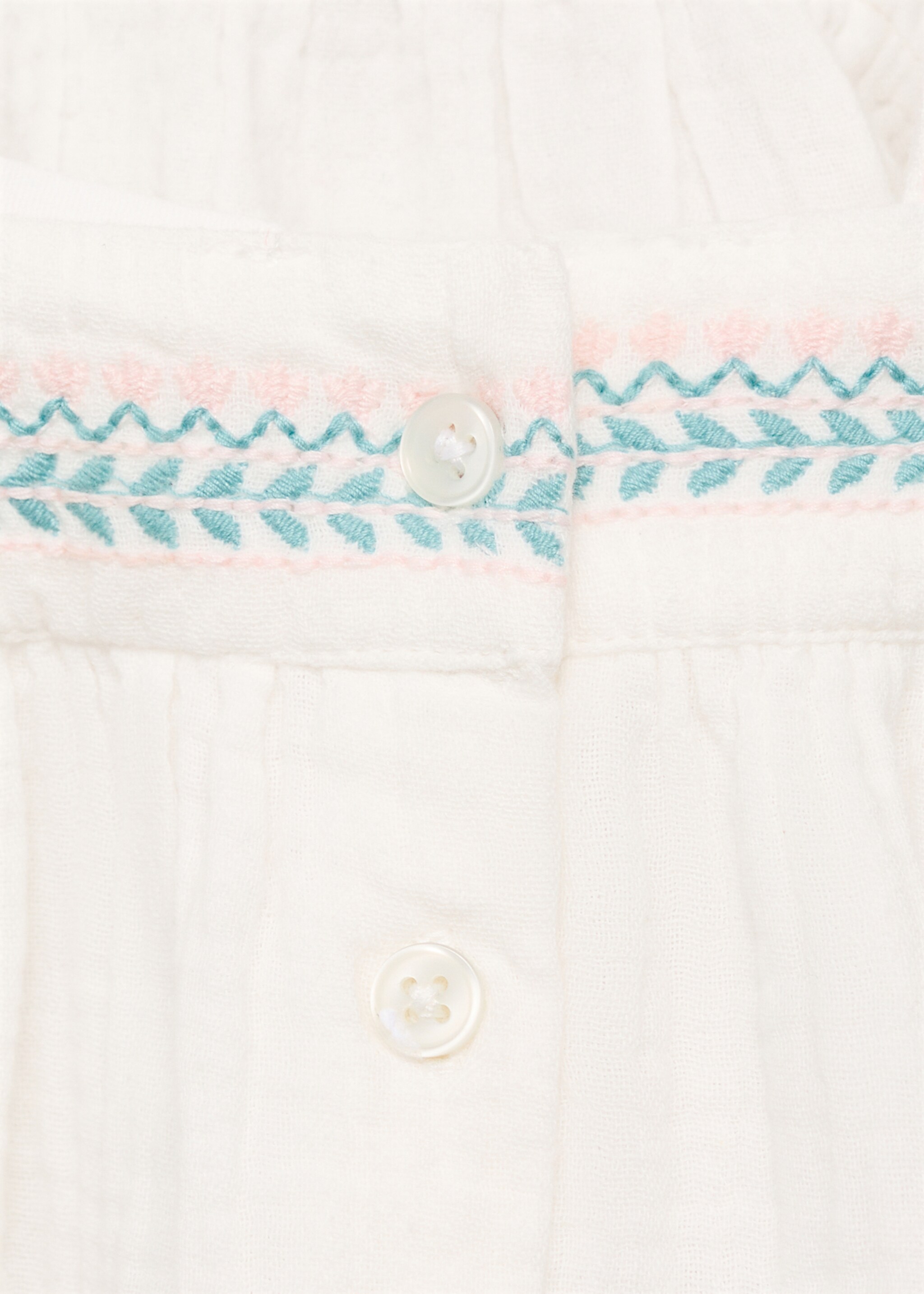 Bestickte Bluse aus Crinkle-Baumwoll-Gaze - Detail des Artikels 0, Weiß. Ref: 87047698-00.