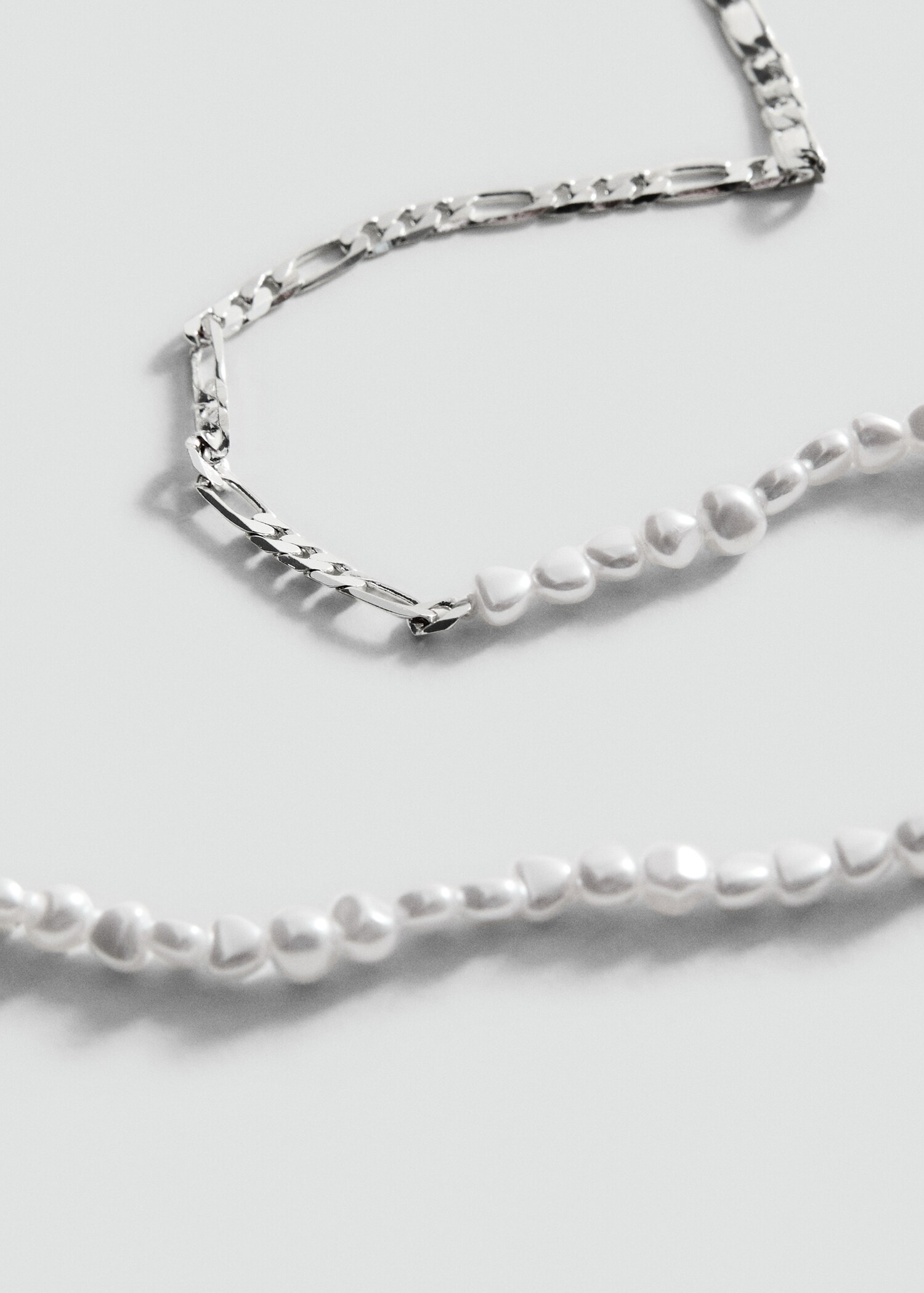 Double pearl chain necklace - Medium plane