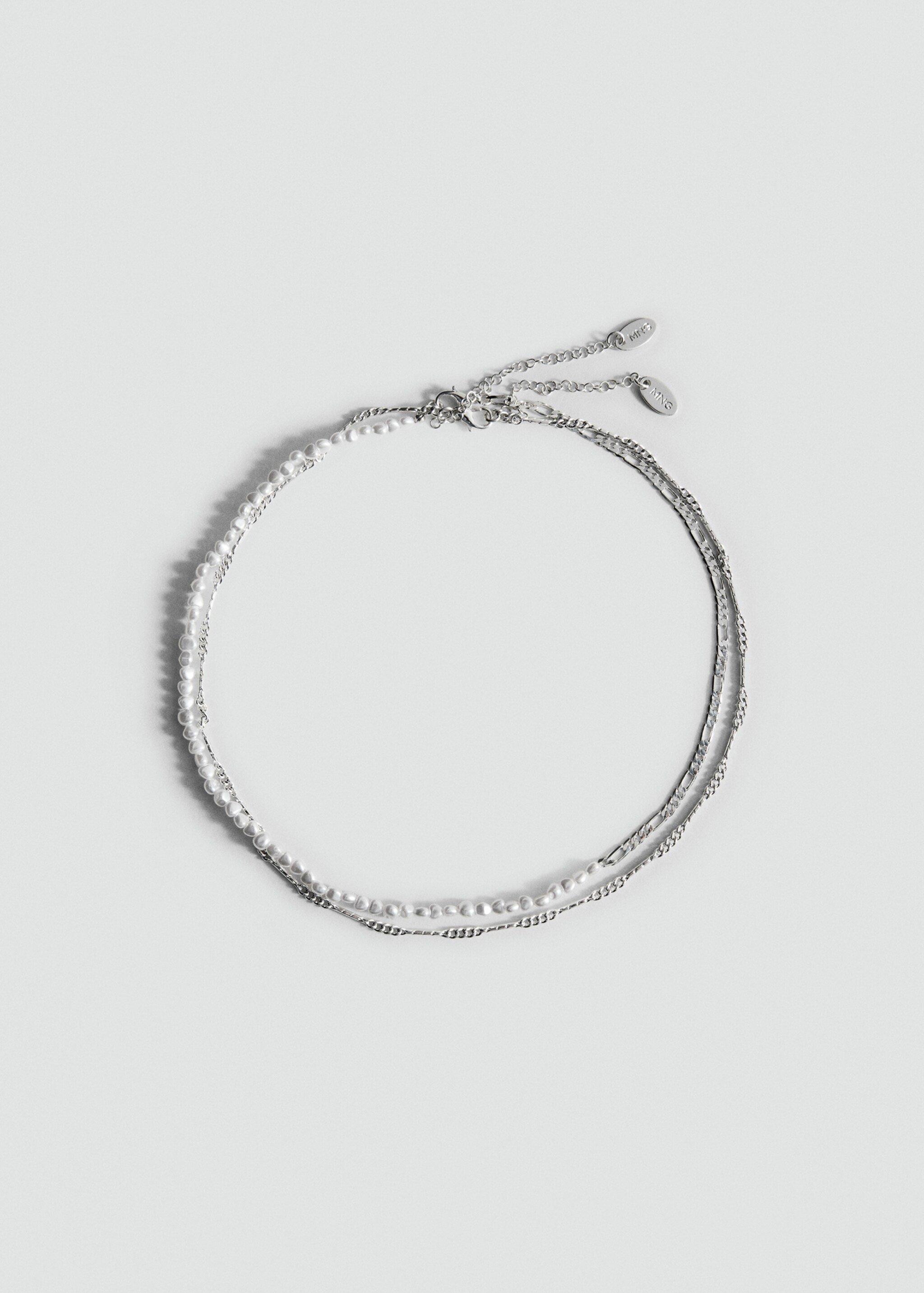 Halsband dubbel kedja pärlor - Artikel utan modell, Silverfärgad. Ref: 87047703-00.