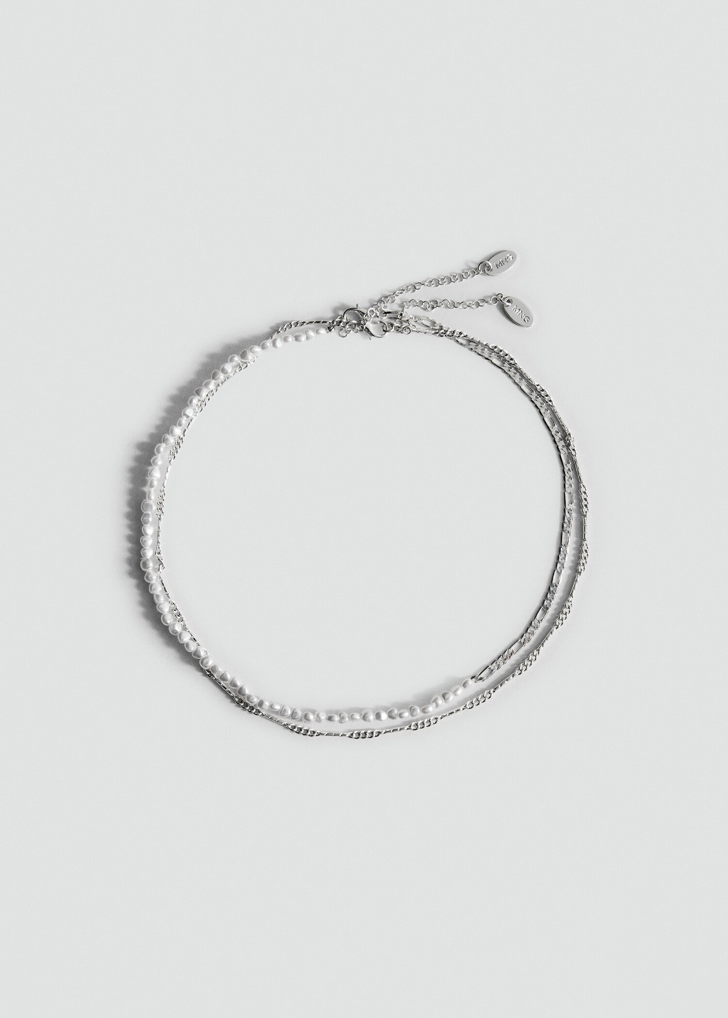 Double pearl chain necklace - Article without model