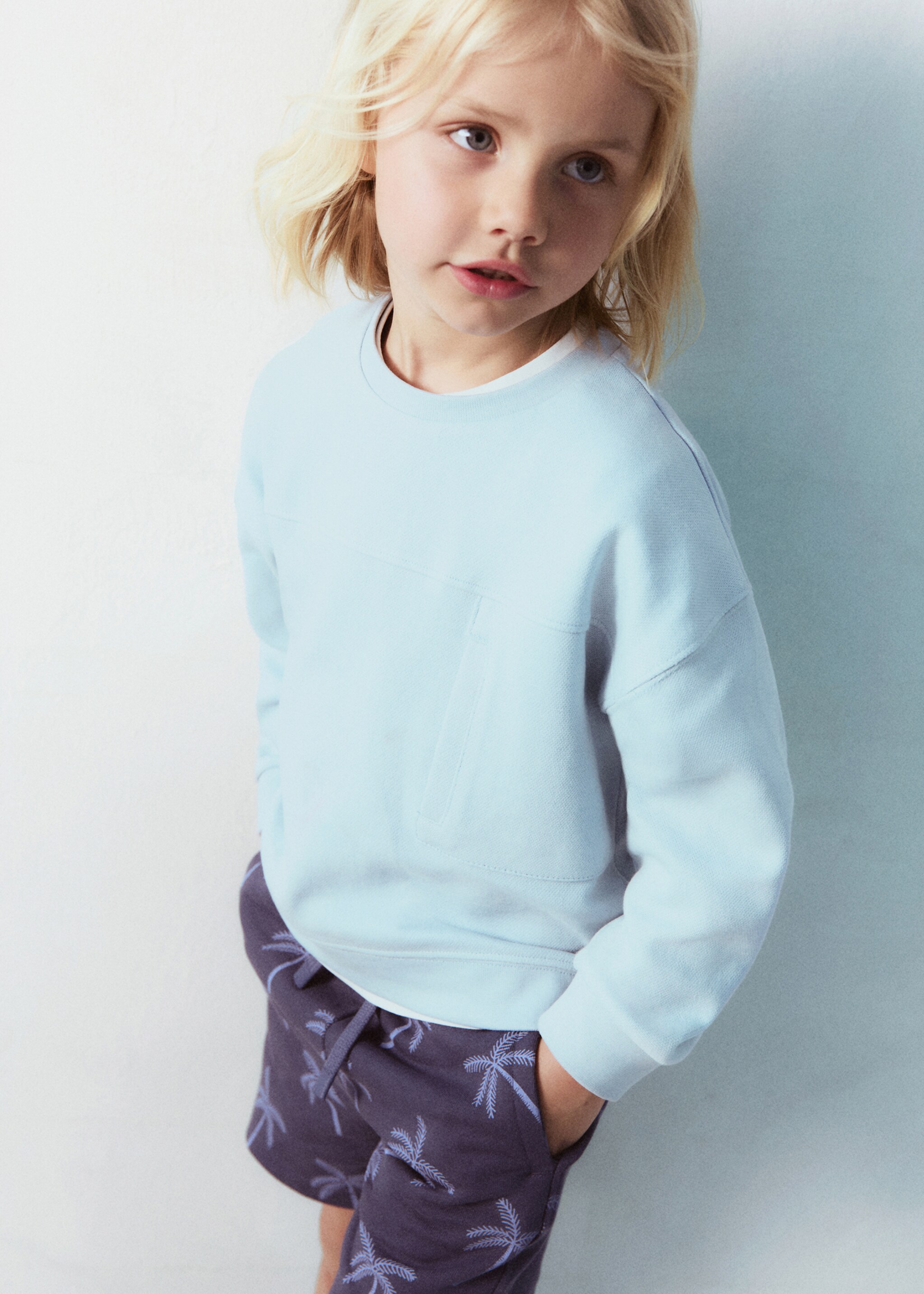 Sweat-shirt coton à poche - Détail de l'article 5, Bleu ciel. Ref: 87047705-00.