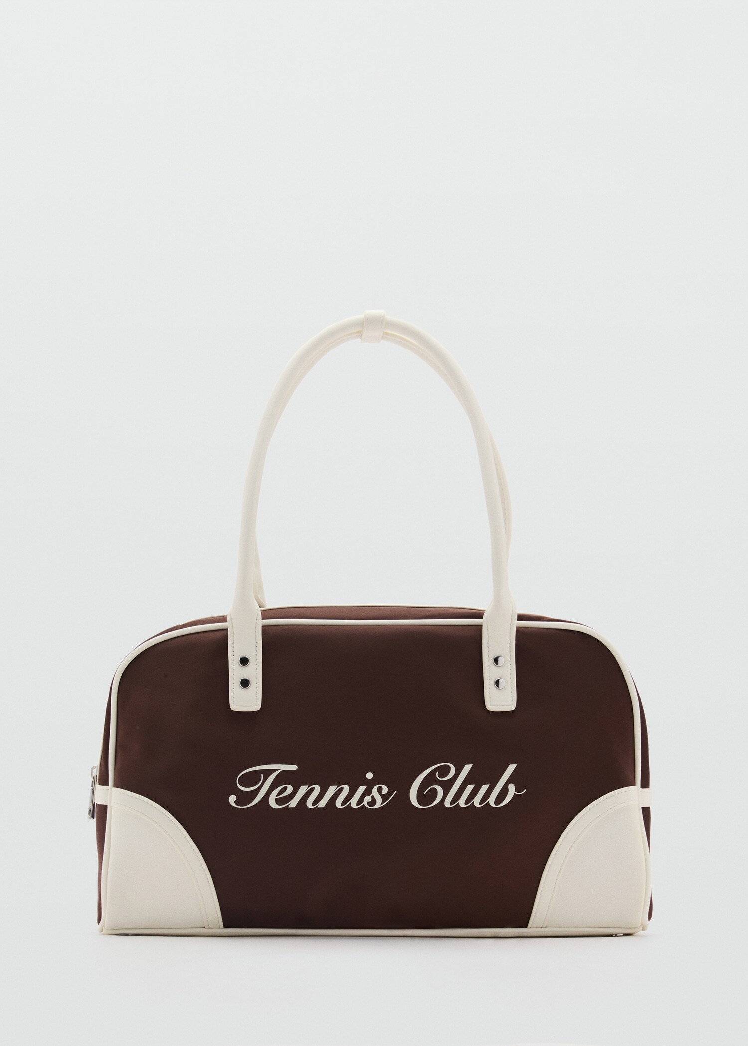 Contrasterende schoudertas met bedrukte boodschap - Artikel zonder model