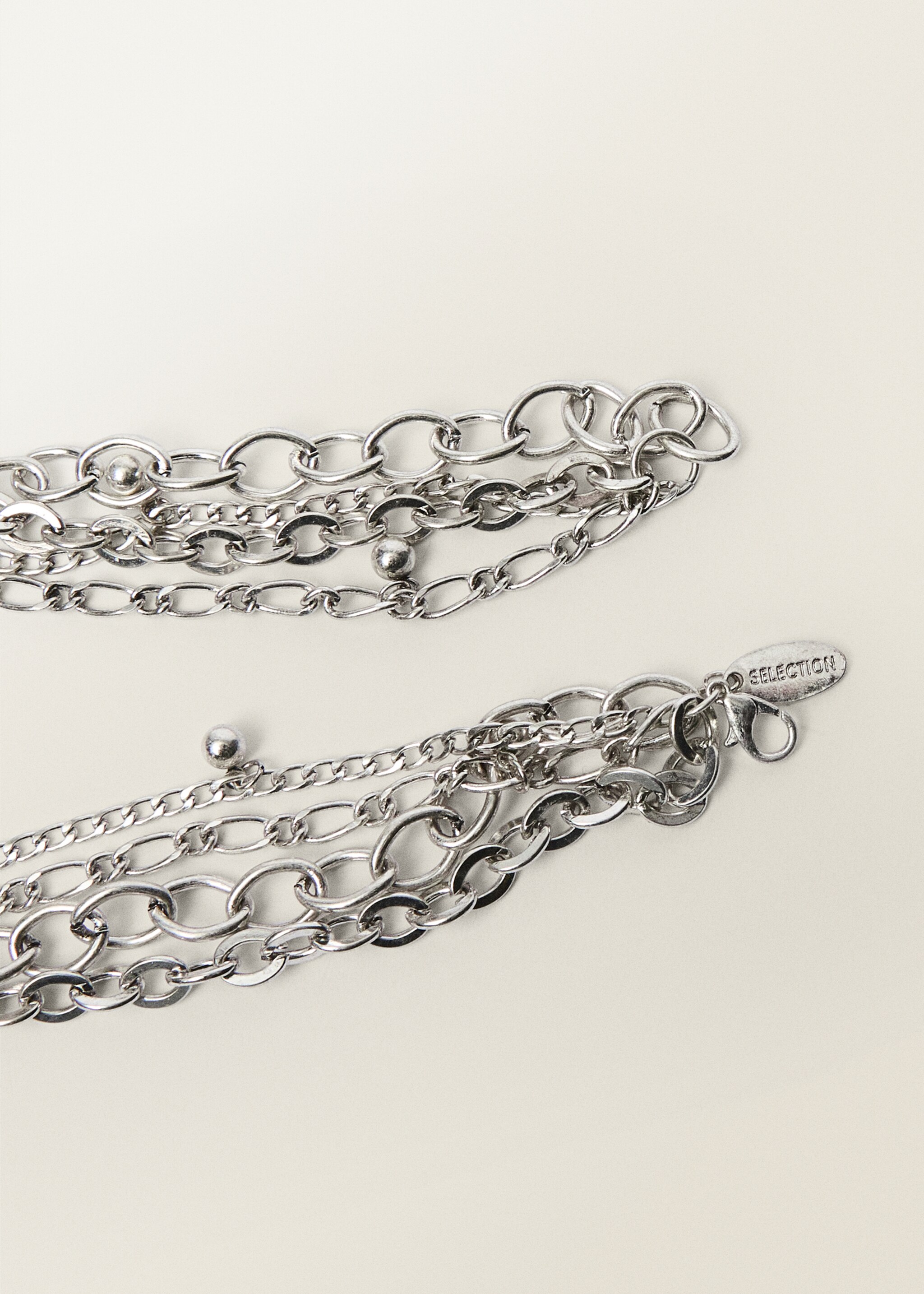 Collar cadenas colgantes combinadas - Detalle del artículo 1, Plata. Ref: 87047713-00.