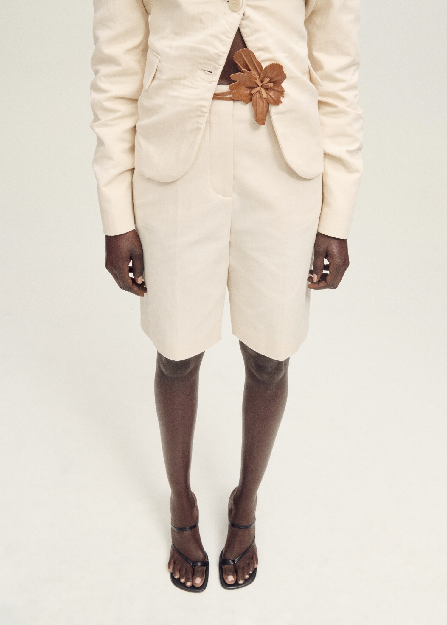 Linen-blend suit bermuda shorts - Medium plane