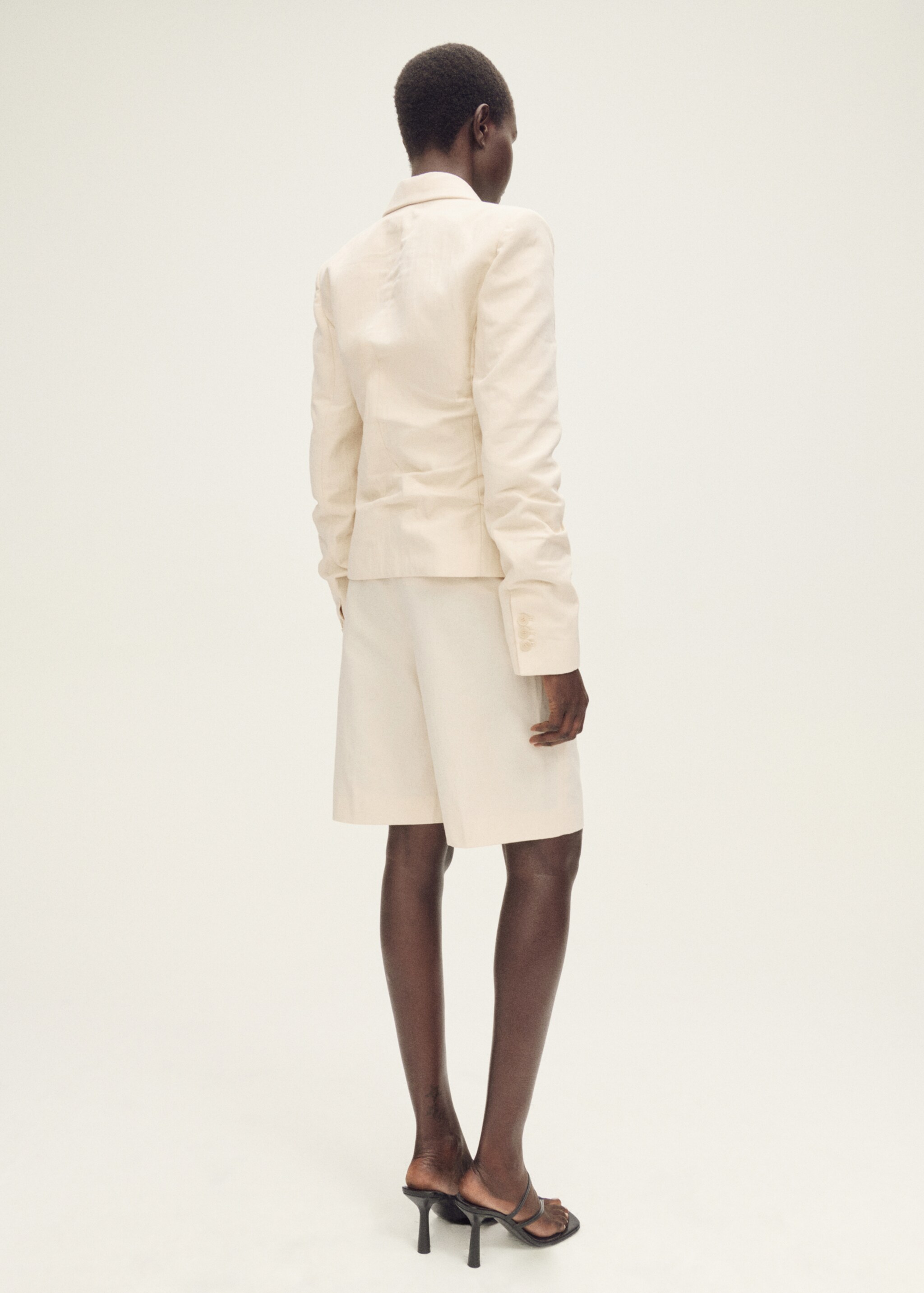 Calções de fato com mistura de linho - Verso do artigo, Cru. Ref: 87047717-00.