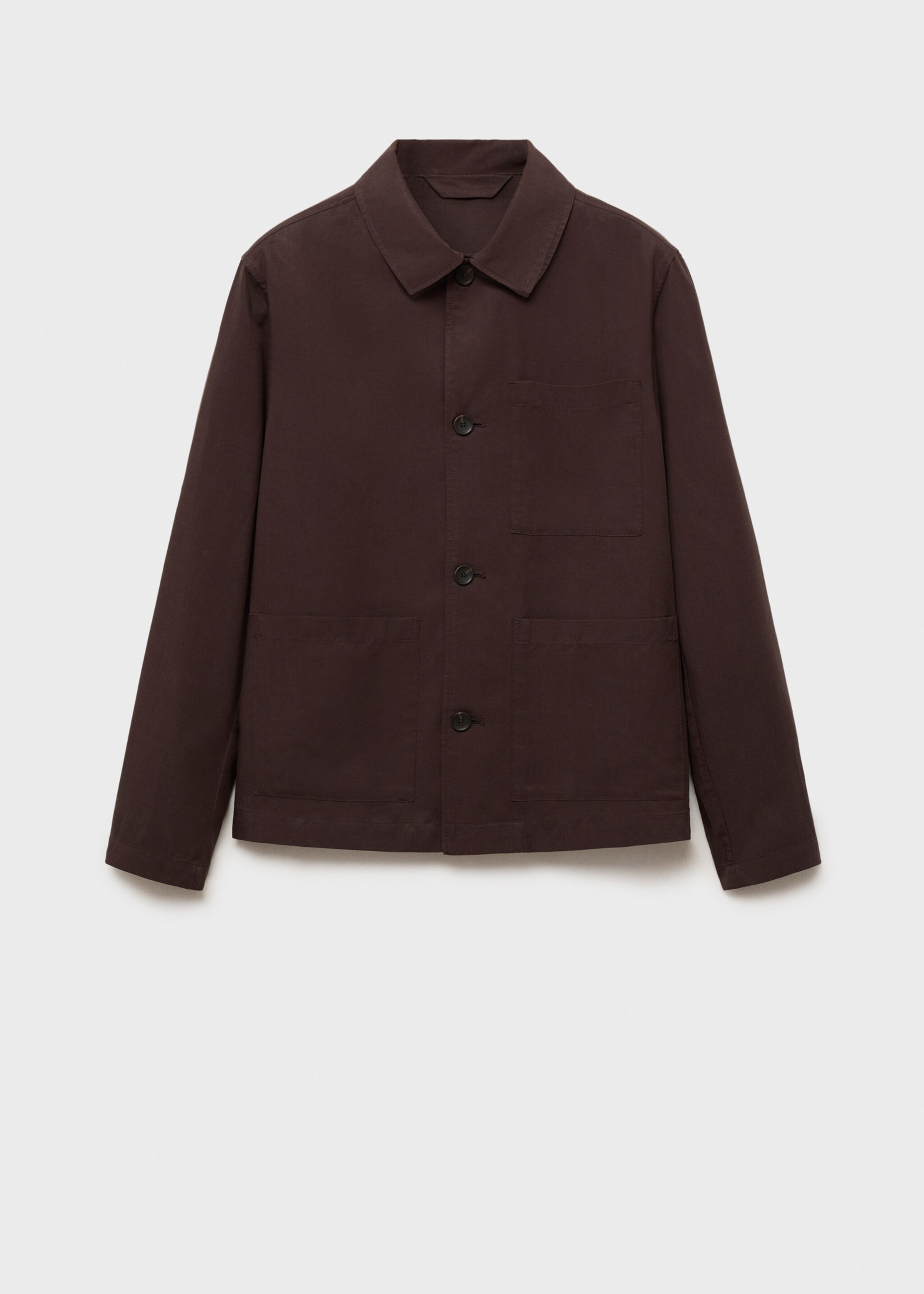Pocket lyocell overshirt - Article without model, Chocolate. Ref: 87047887-00.