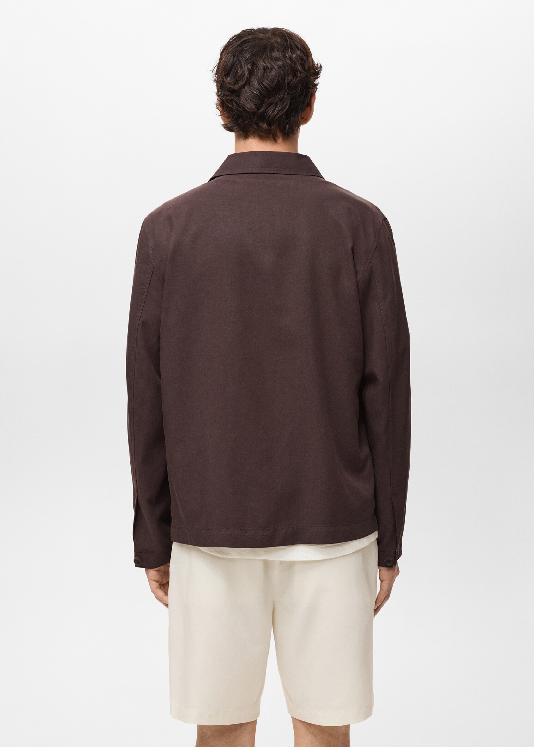 Pocket lyocell overshirt - Reverse of the article, Chocolate. Ref: 87047887-00.
