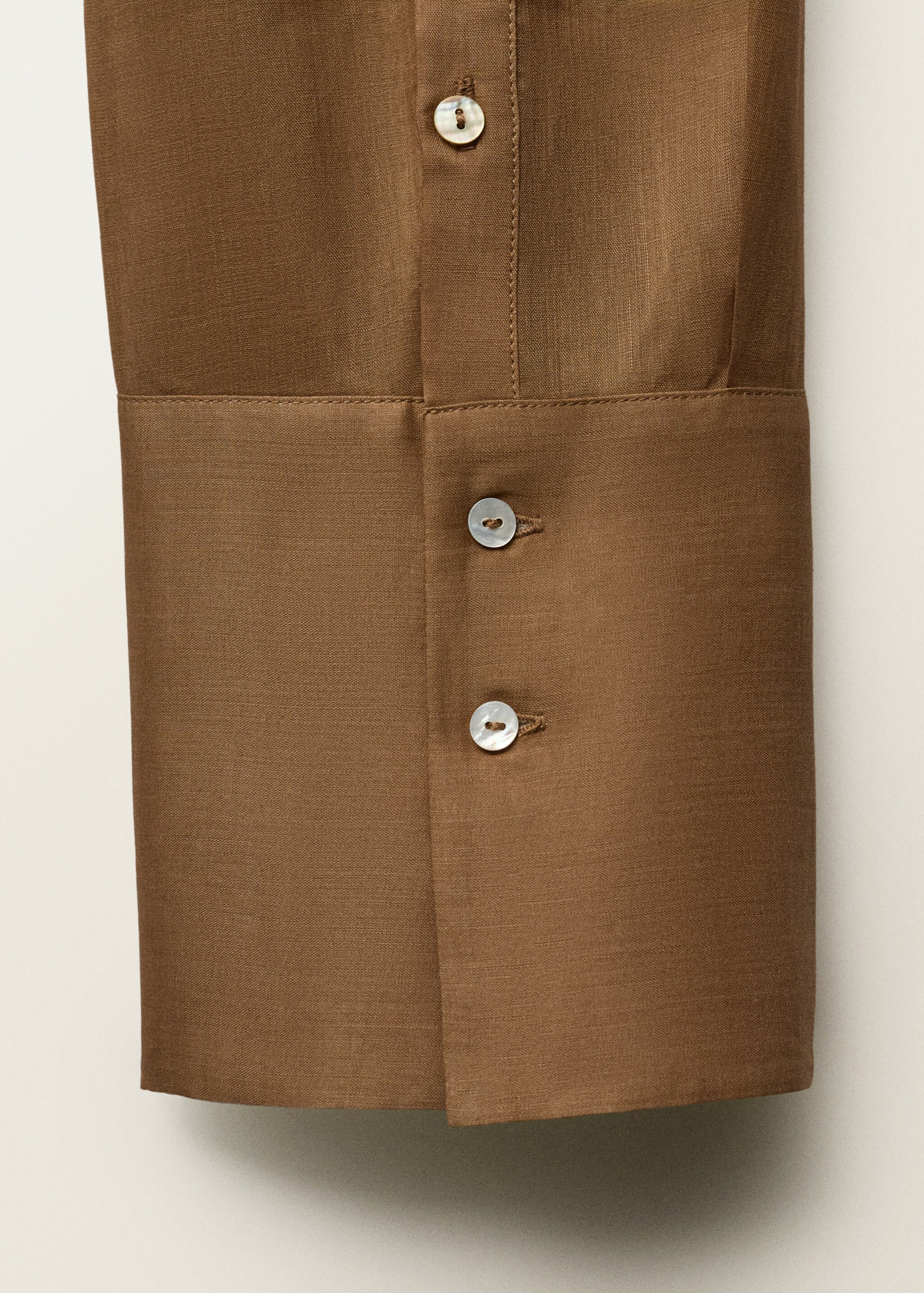 Ramie shirt with asymmetrical closure - Details of the article 0, Brown. Ref: 87047896-00.