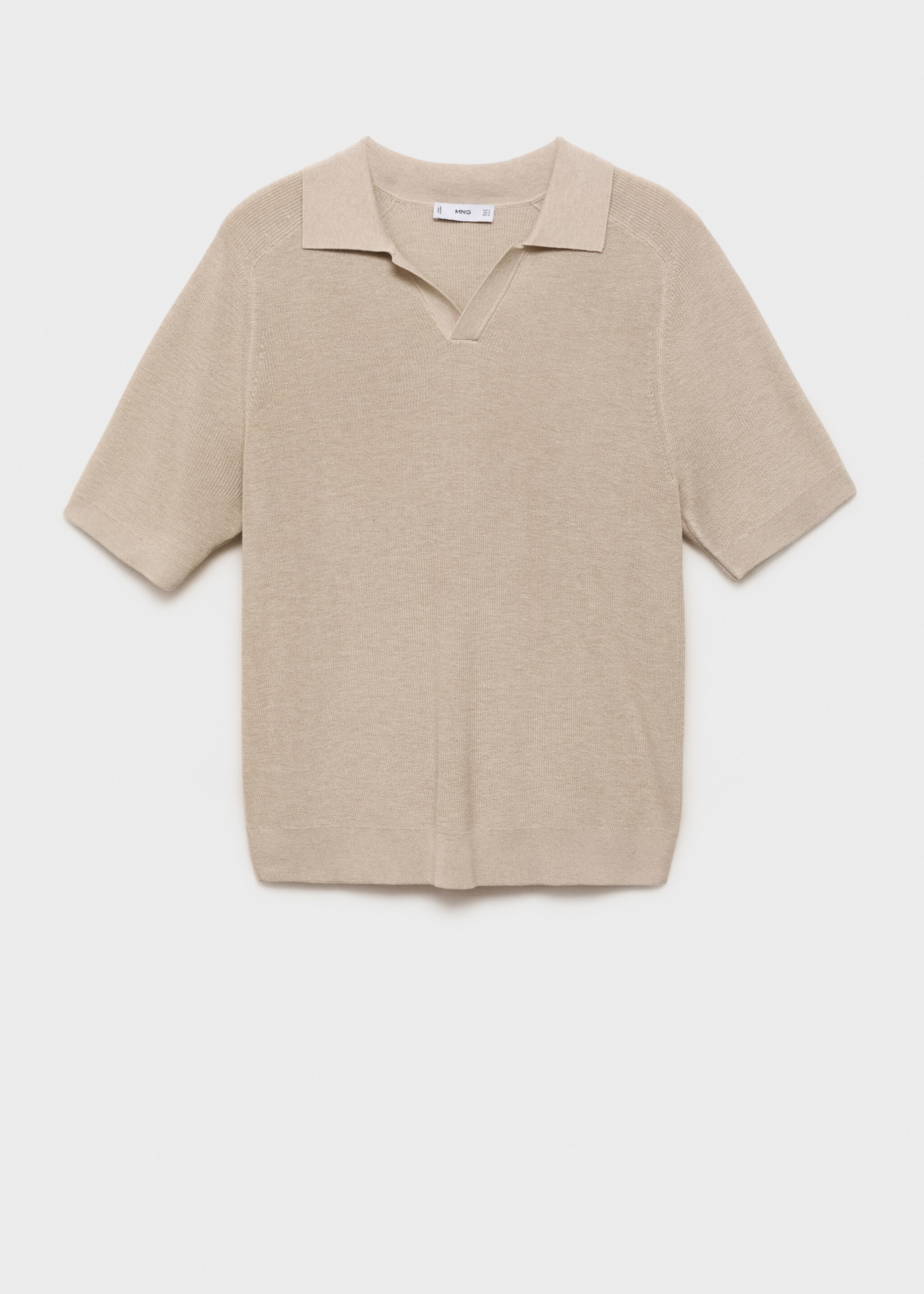 Strukturiertes Strick-Poloshirt - Artikel ohne Model, Sandfarben. Ref: 87047897-00.