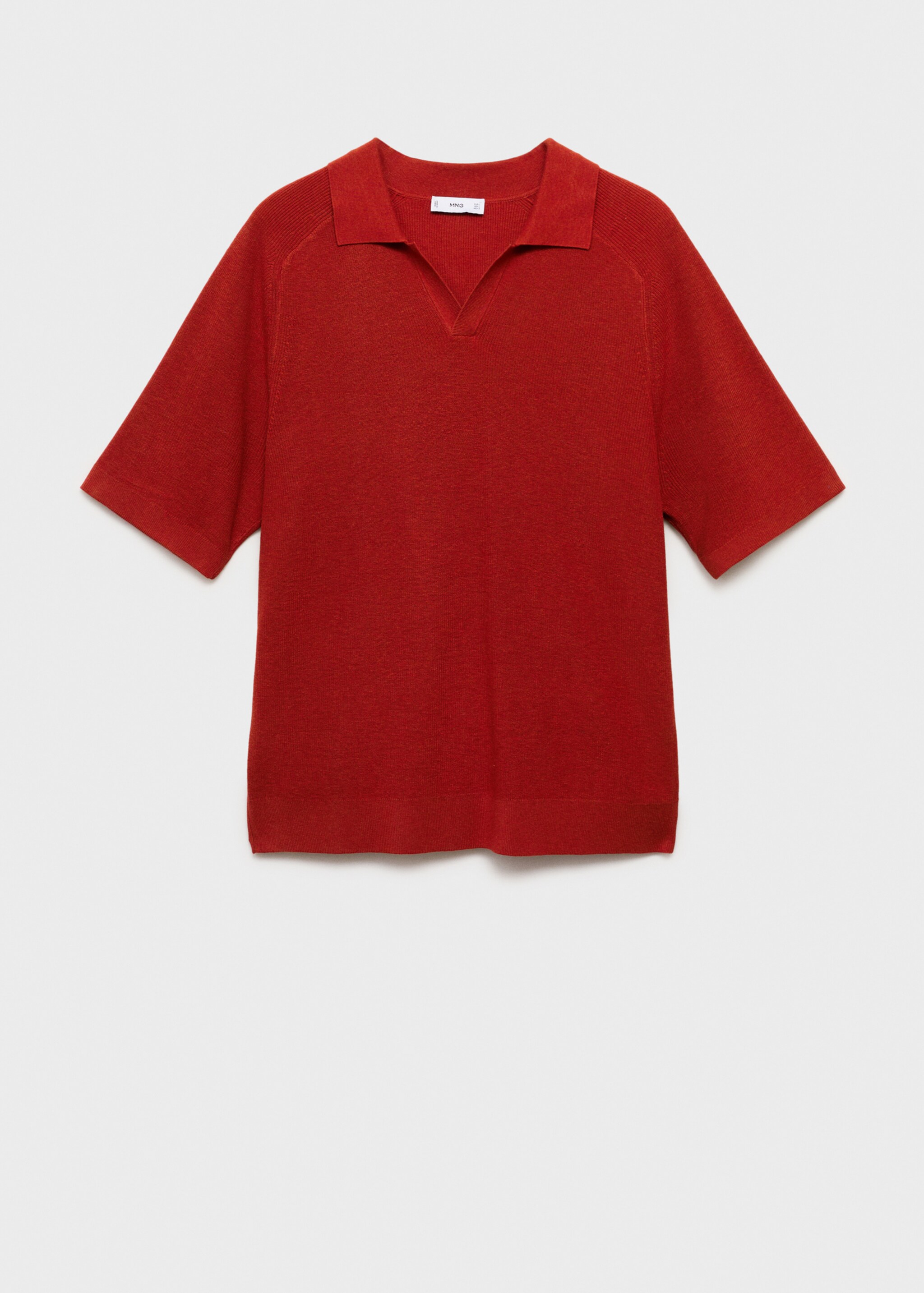 Structured knitted polo shirt - Article without model, Red. Ref: 87047897-00.
