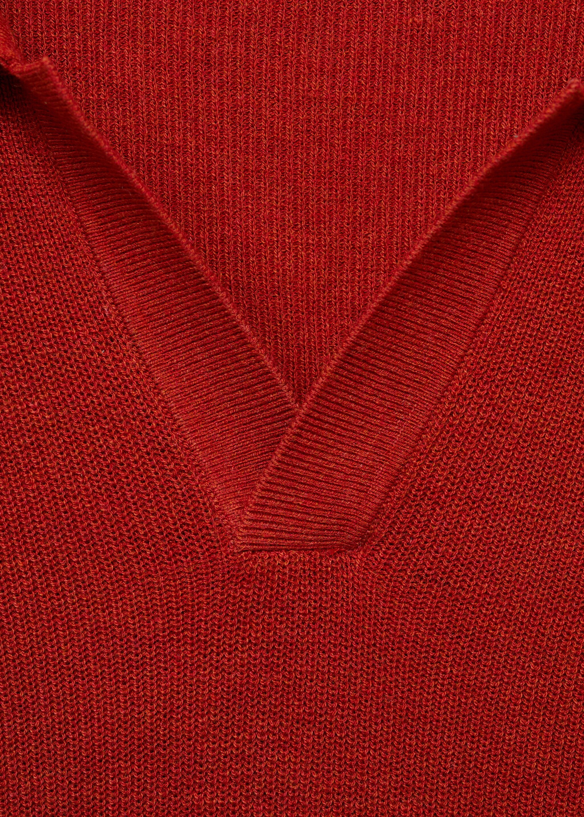 Structured knitted polo shirt - Details of the article 8, Red. Ref: 87047897-00.