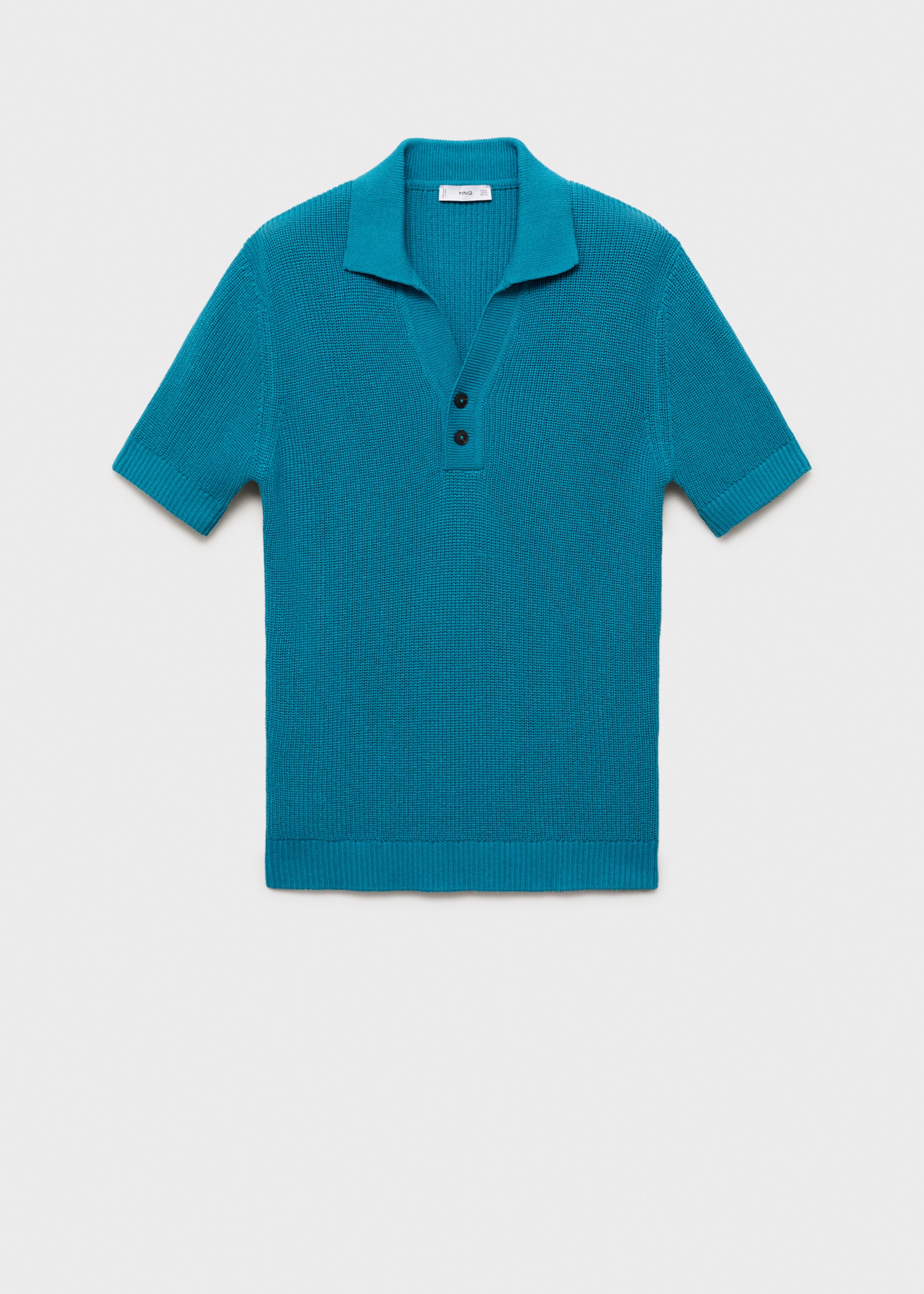 Pearl-knit polo shirt - Article without model, Turquoise. Ref: 87047898-00.
