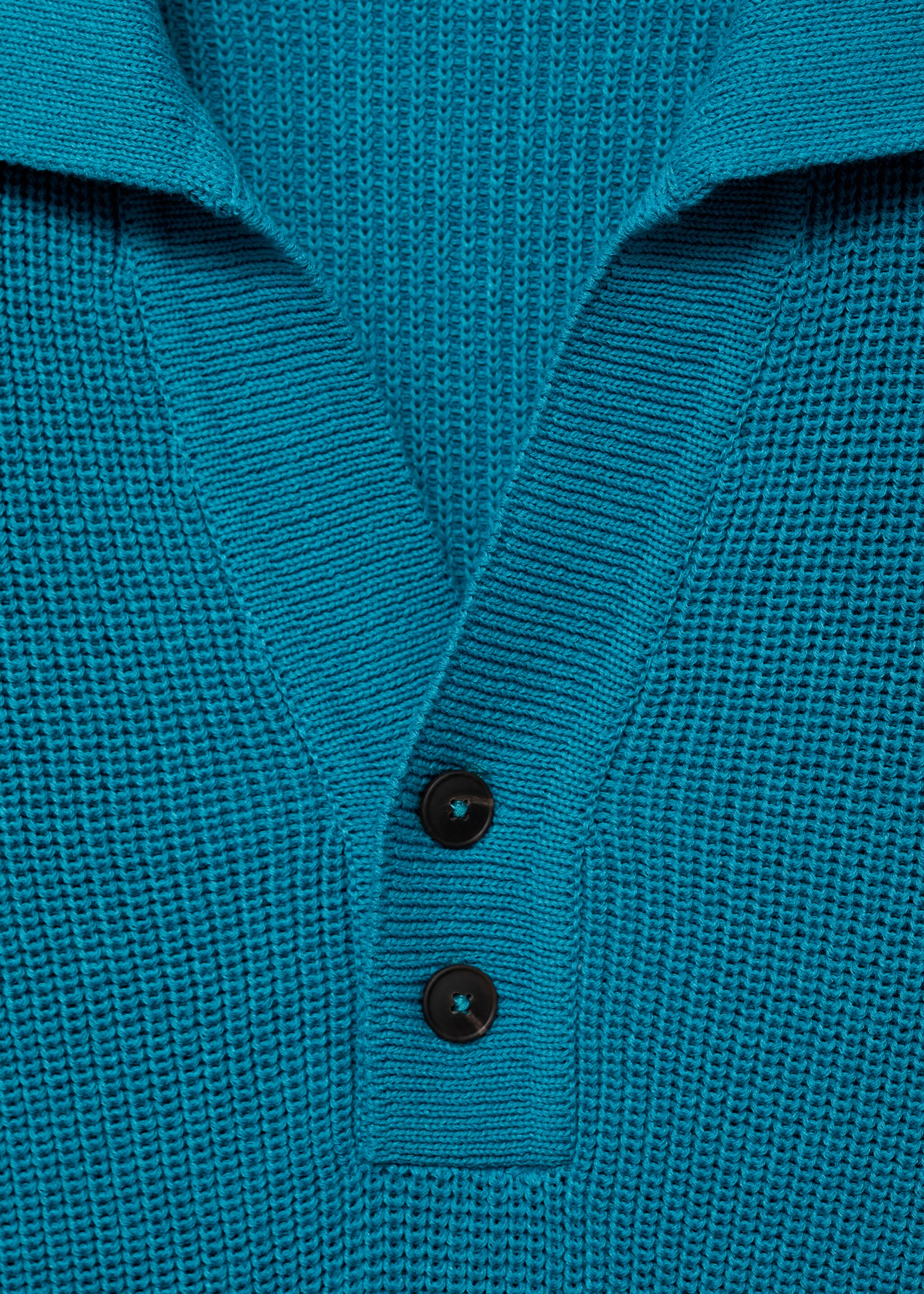Pearl-knit polo shirt - Details of the article 8, Turquoise. Ref: 87047898-00.