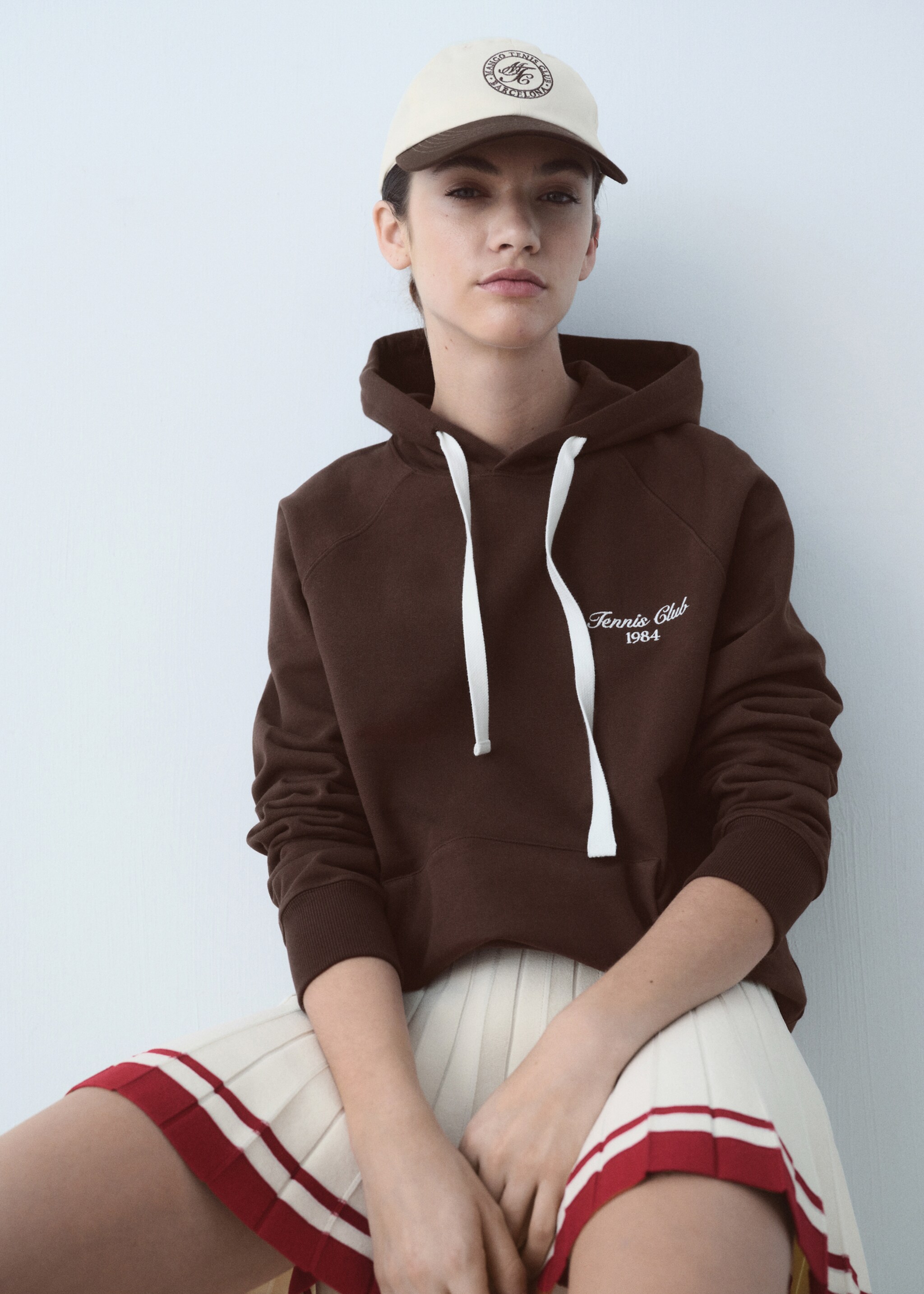Hooded sweatshirt with printed message - Medium plane, Brown. Ref: 87047905-00.