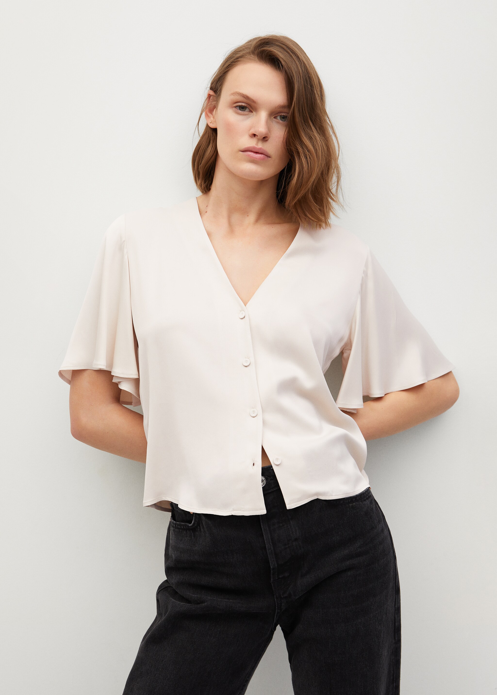 Blusa fluida satinada - Plano medio