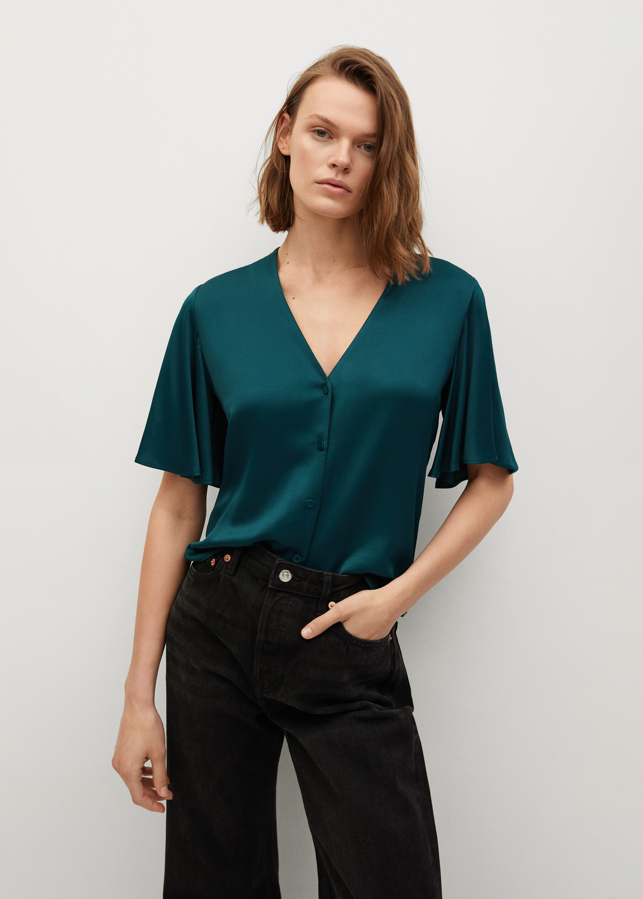 Blusa fluida satinada - Plano medio