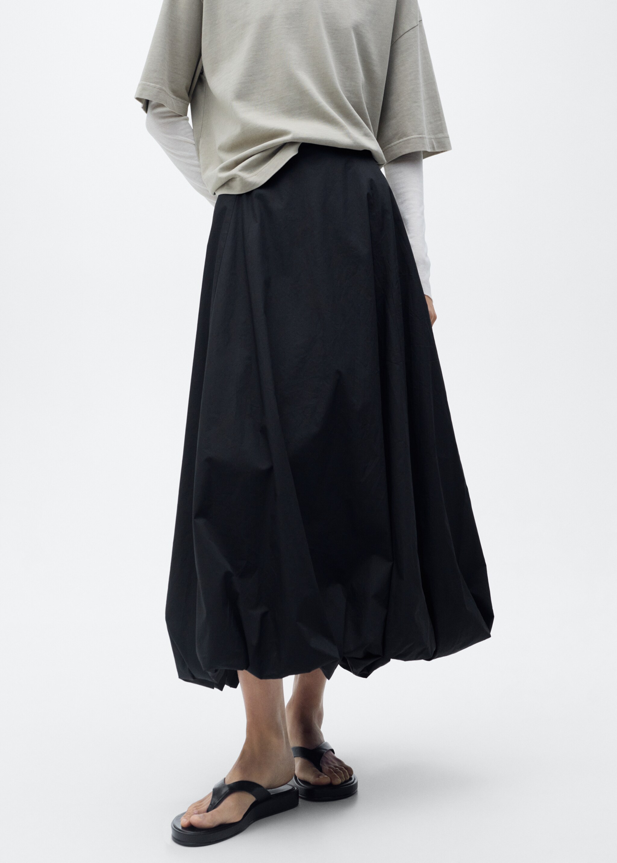 Balloon midi skirt - Medium plane, Black. Ref: 87048264-00.