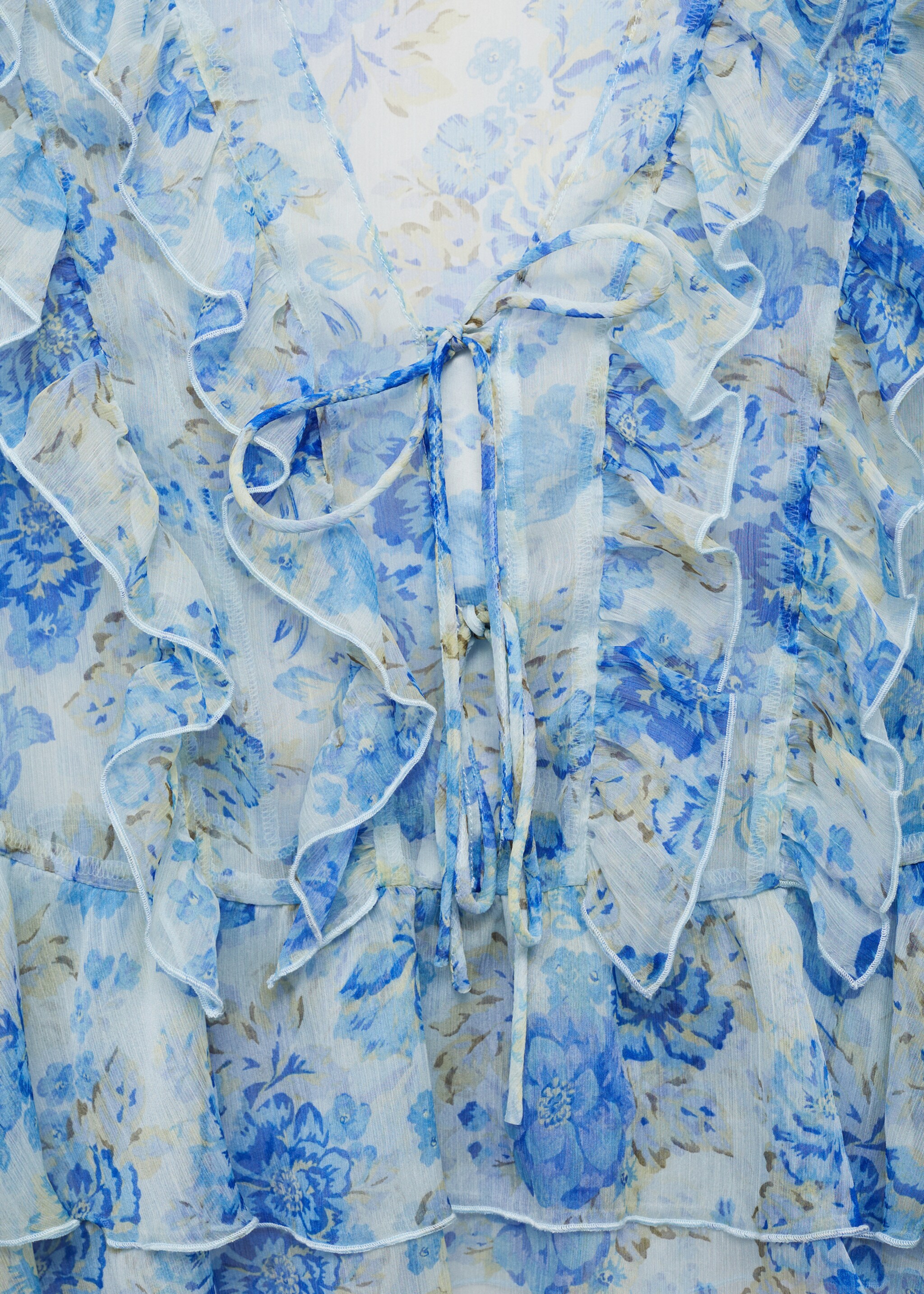 Blouse fleurie volants - Détail de l'article 8, Bleu ciel. Ref: 87048648-00.