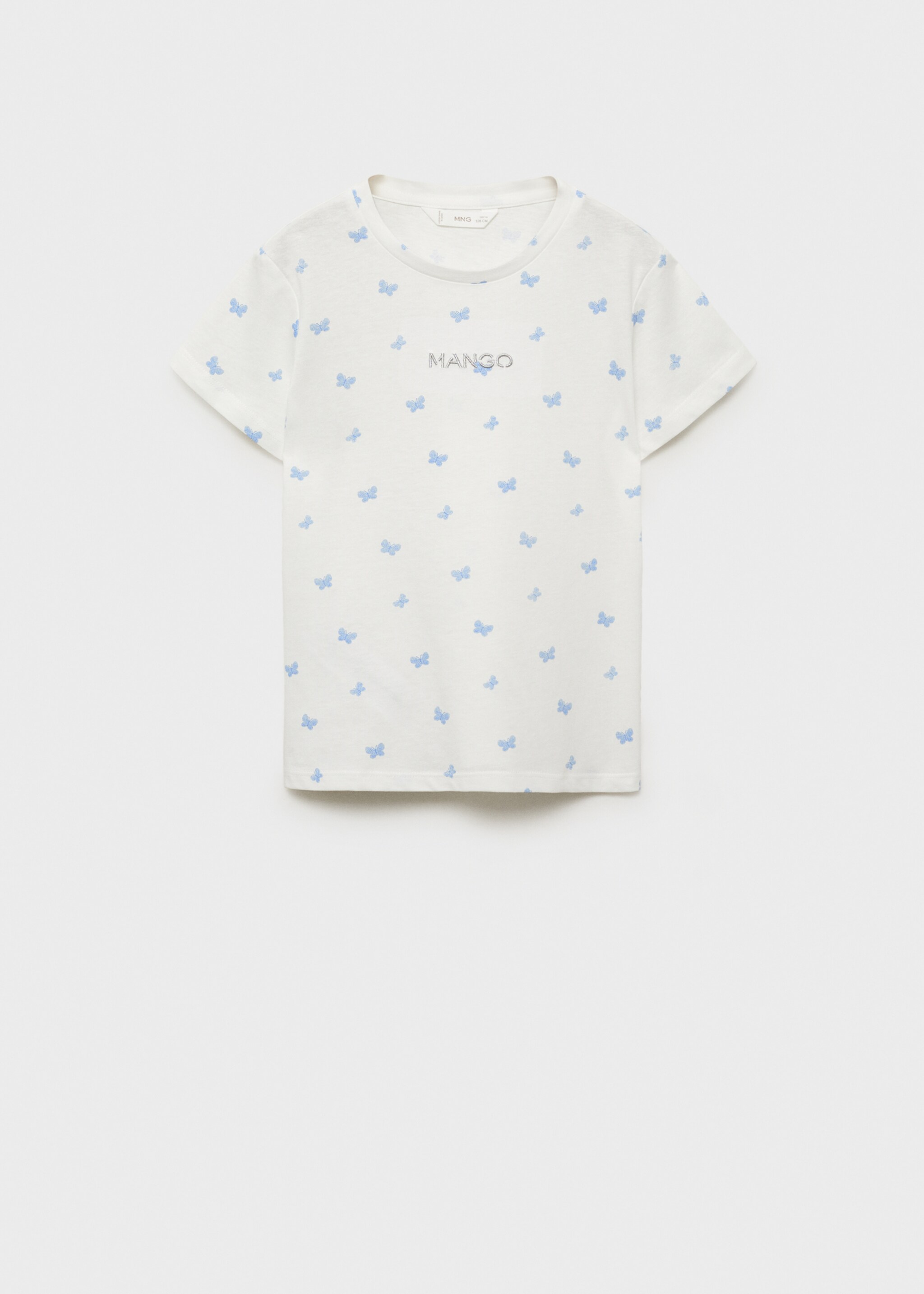 Embroidered detail print t-shirt - Article without model, Navy. Ref: 87049064-00.