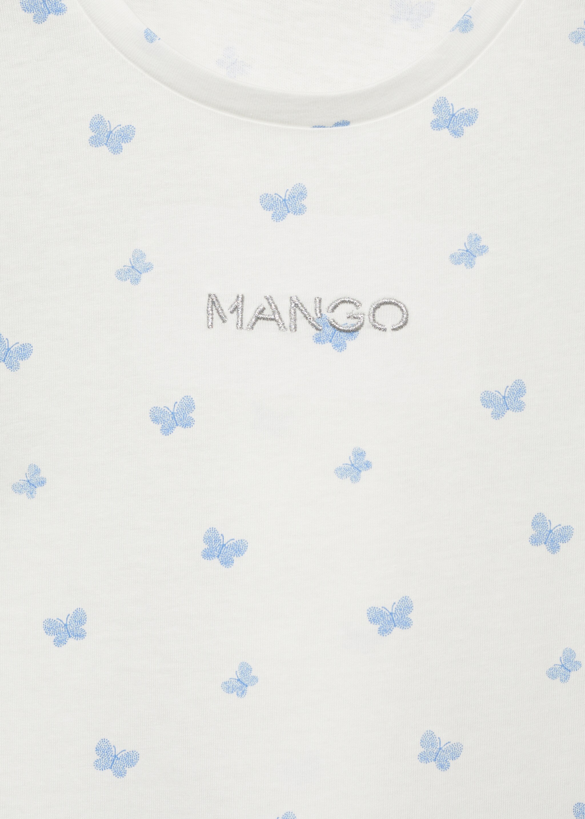 Embroidered detail print t-shirt - Details of the article 8, Navy. Ref: 87049064-00.