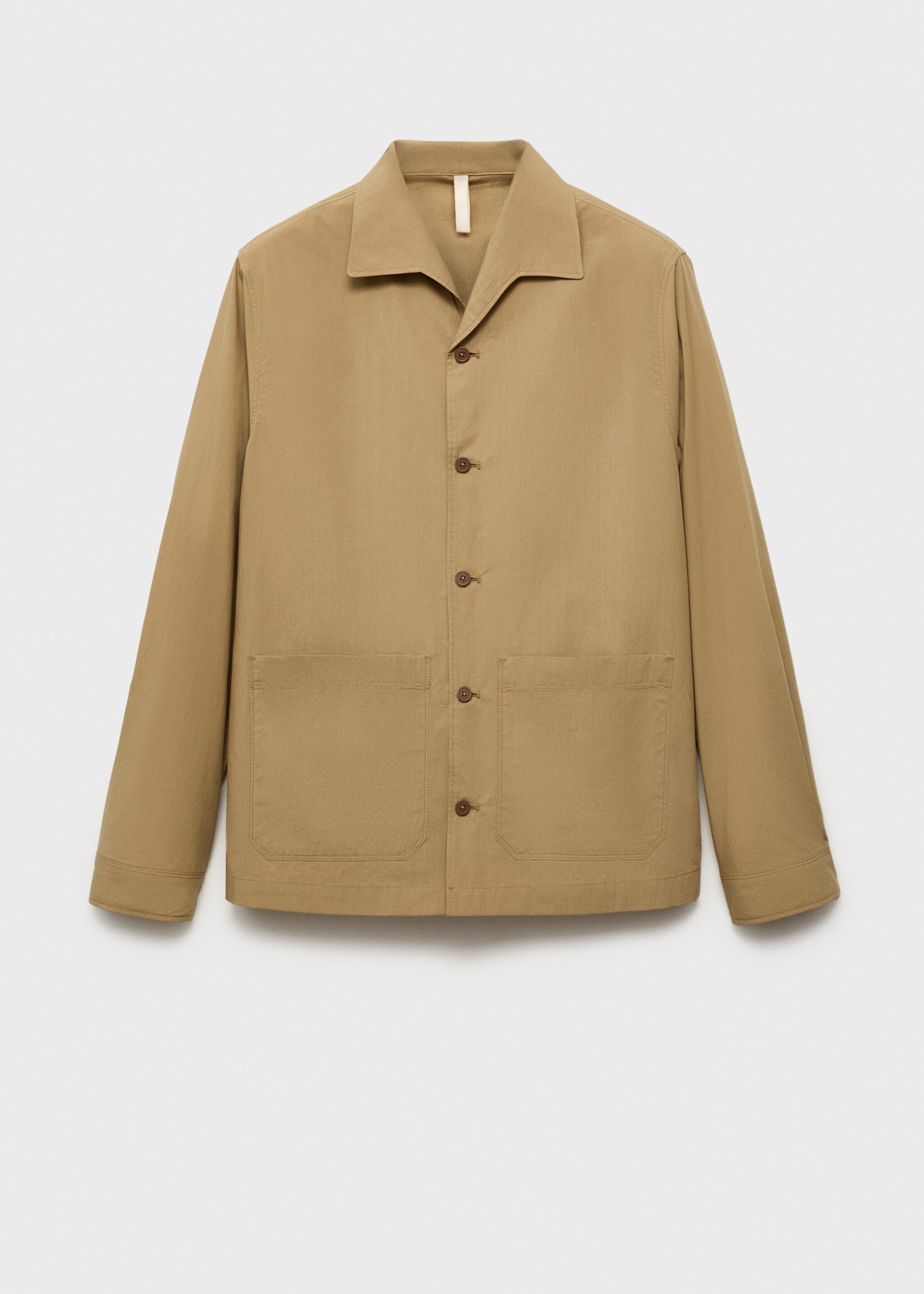 Cotton overshirt with pocket - Article without model, Beige. Ref: 87049204-00.