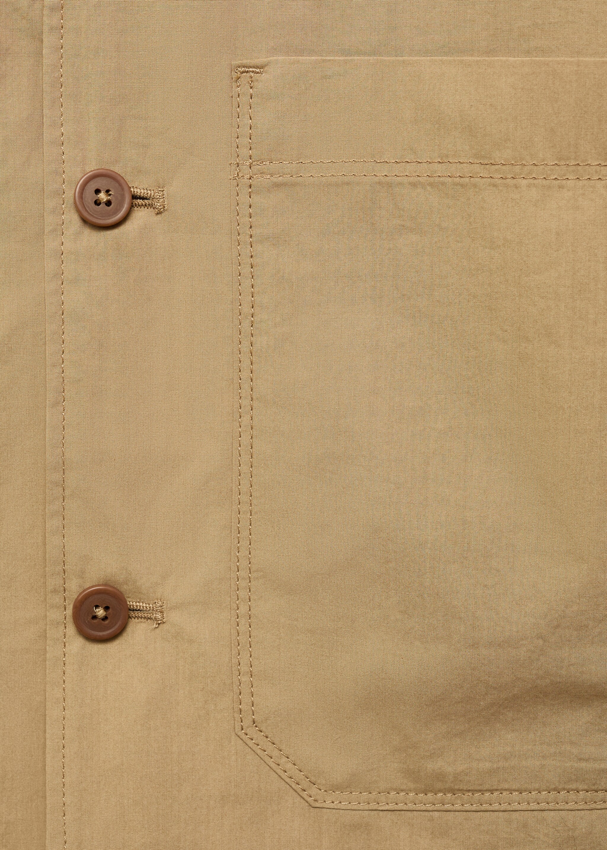 Cotton overshirt with pocket - Details of the article 8, Beige. Ref: 87049204-00.