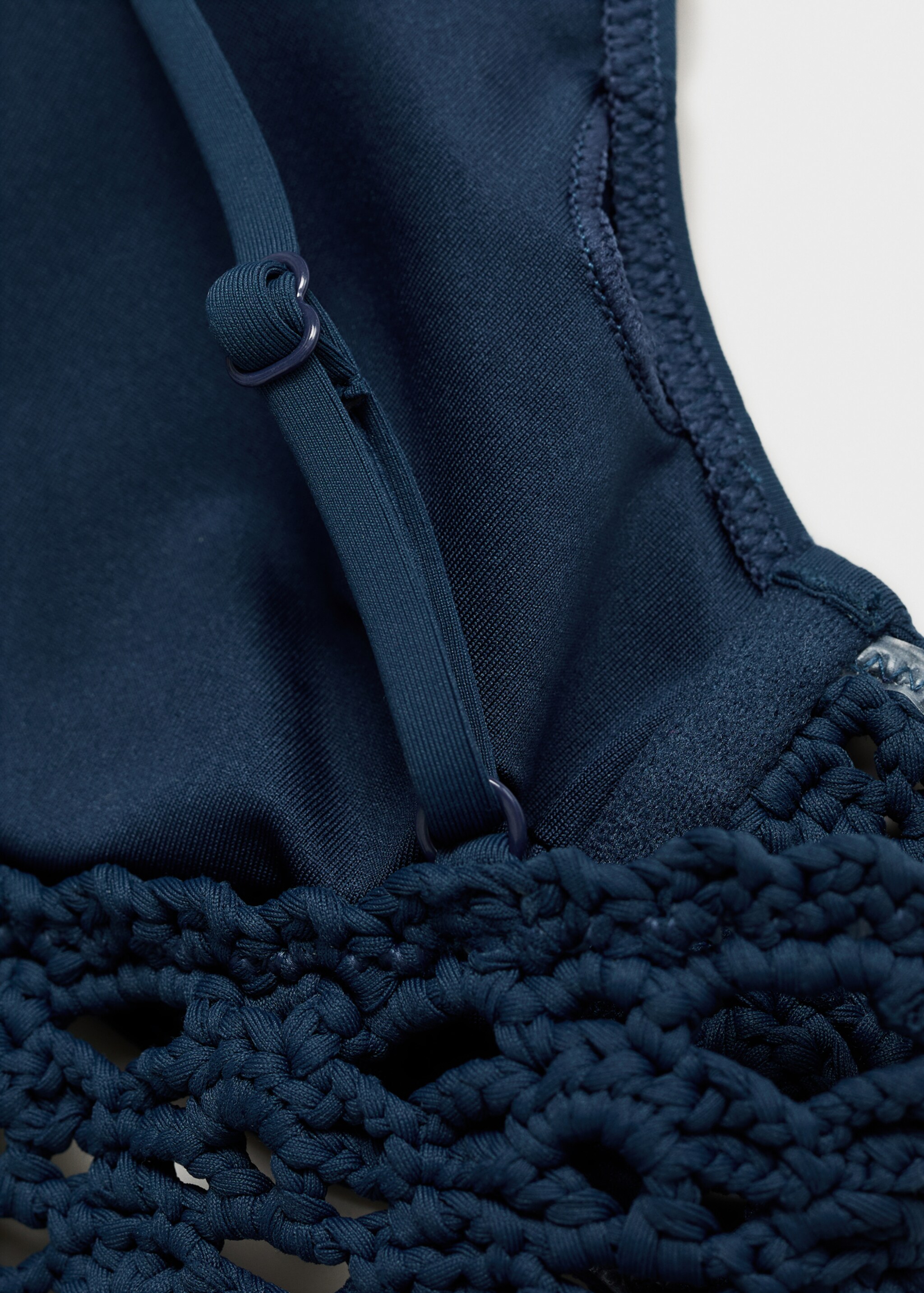 Top de biquíni combinado de croché - Pormenor do artigo 8, Azul-petróleo. Ref: 87049208-00.