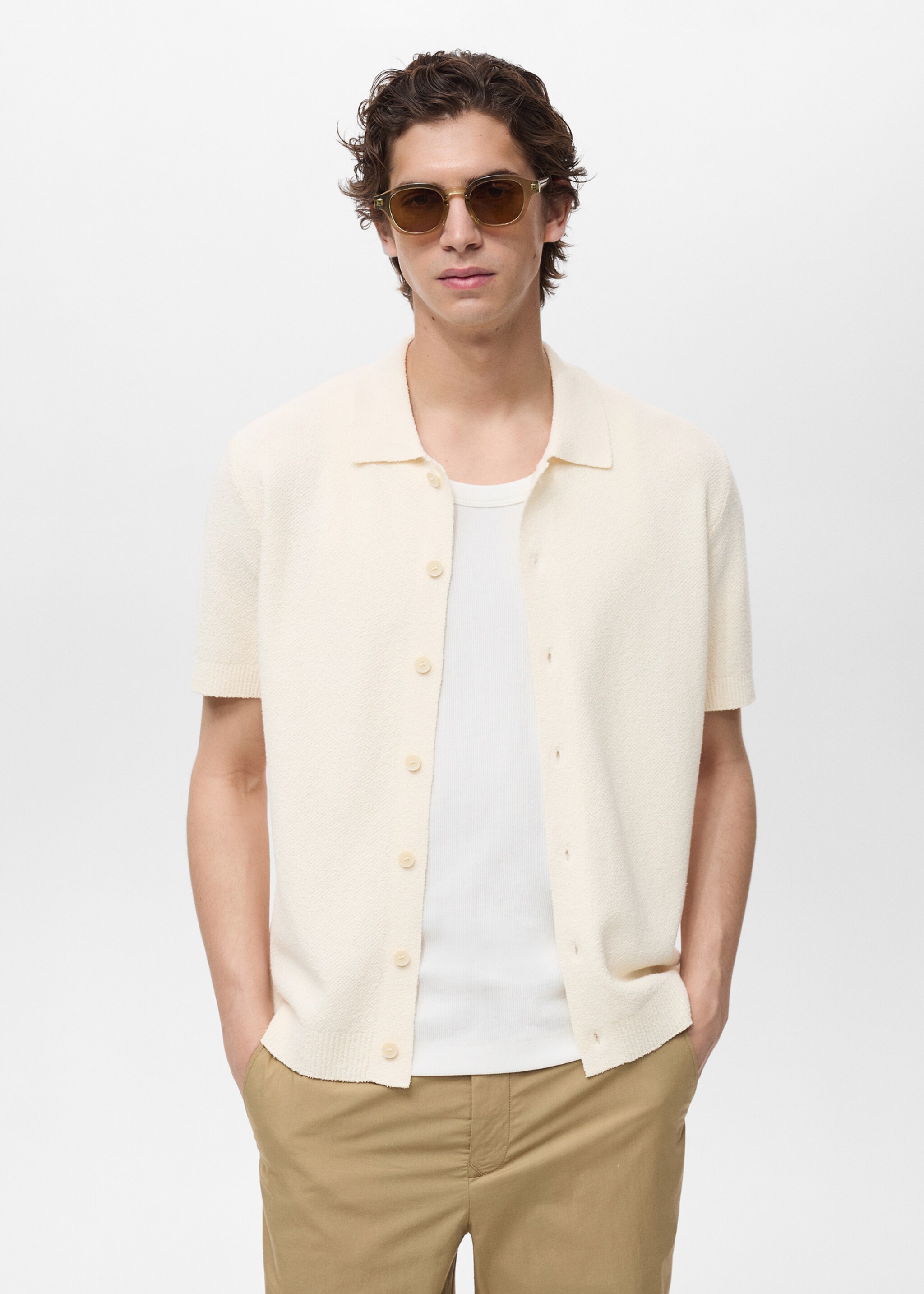 Feinstrick-Hemd - Mittlere Ansicht, Elfenbeinweiß. Ref: 87049210-00.