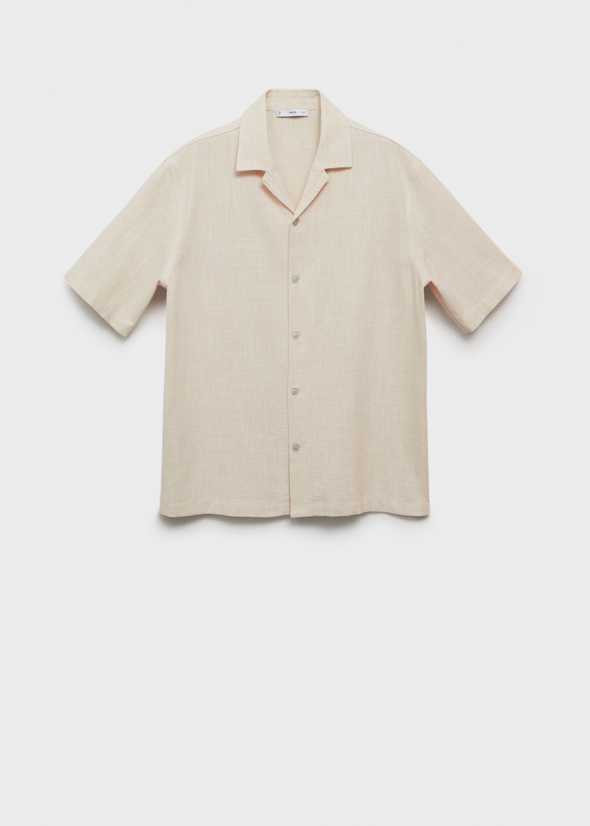 Slim Fit-Hemd aus Baumwolle mit Leinen - Artikel ohne Model, Elfenbeinweiß. Ref: 87049217-00.