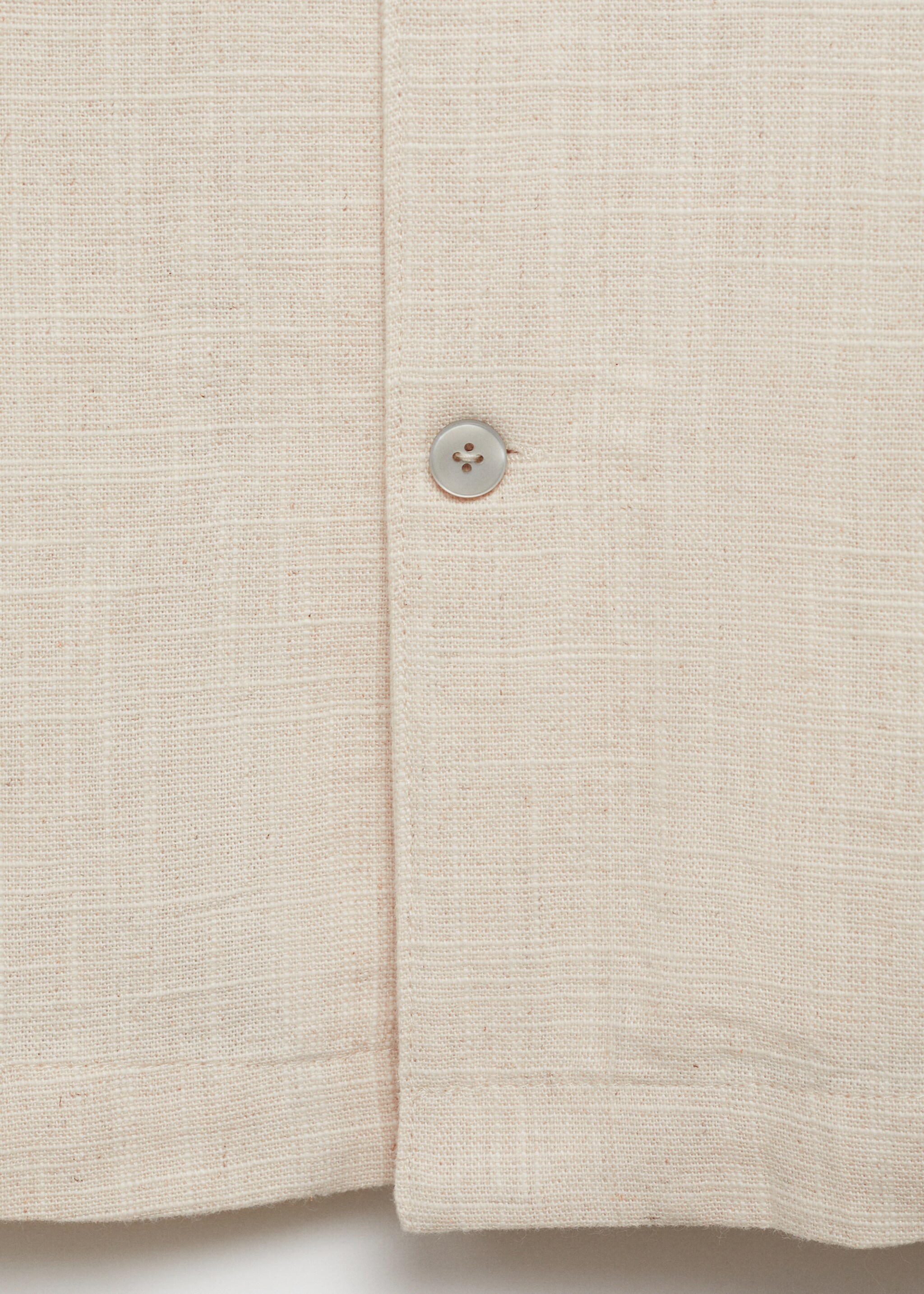 Slim Fit-Hemd aus Baumwolle mit Leinen - Detail des Artikels 0, Elfenbeinweiß. Ref: 87049217-00.