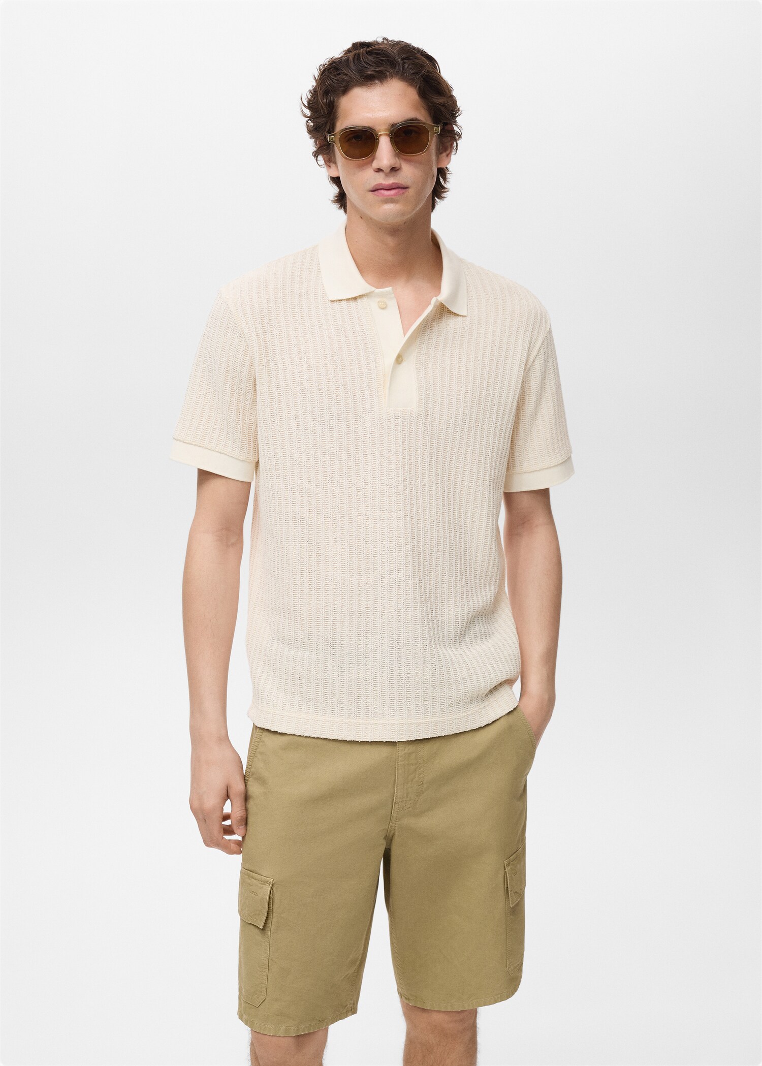 Thick rib-knit polo shirt - Medium plane