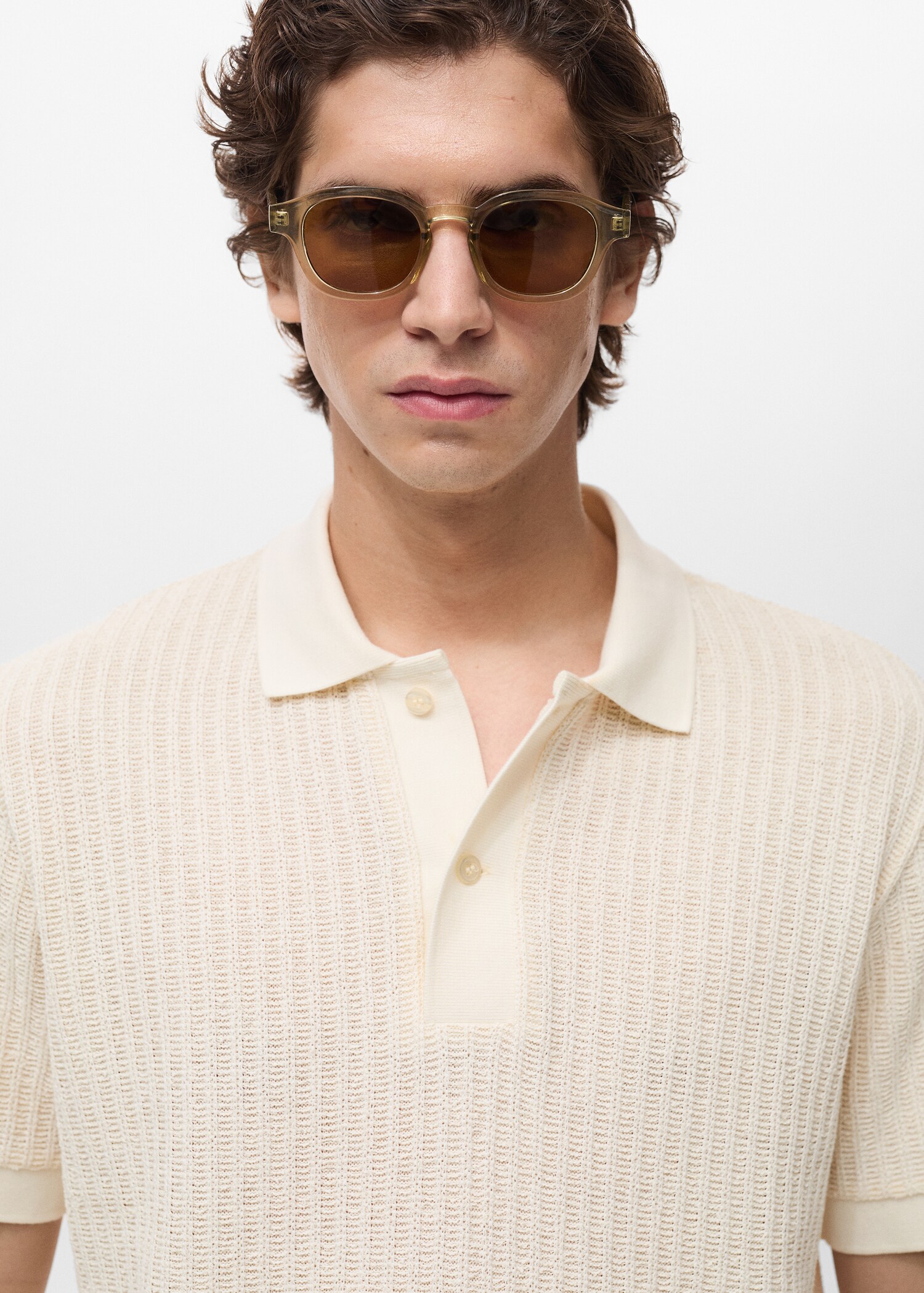 Thick rib-knit polo shirt - Details of the article 1