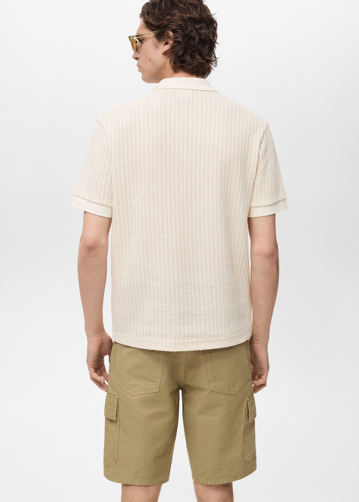 Thick rib-knit polo shirt - Reverse of the article