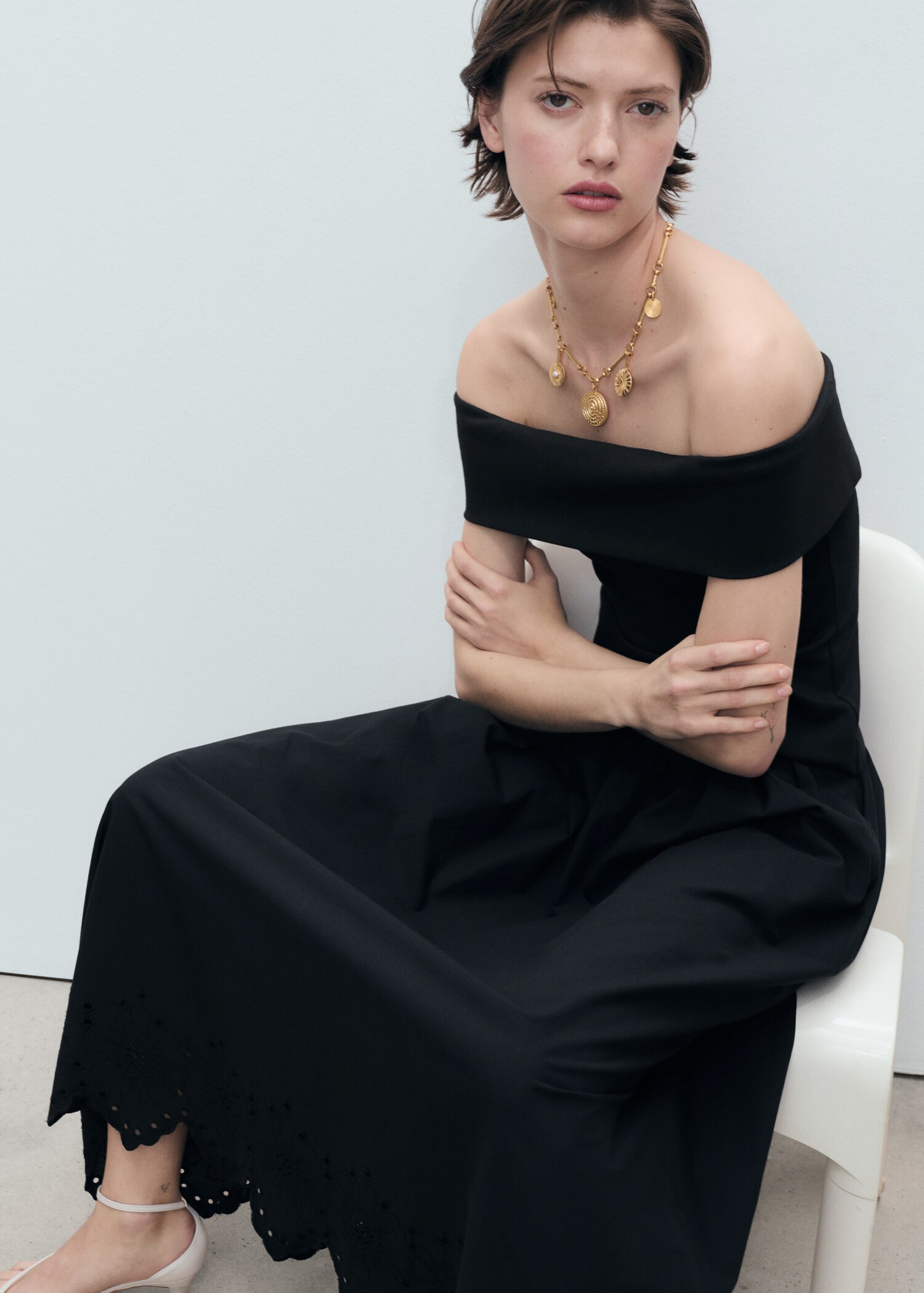 Cotton skirt with embroidered hem - Details of the article 2