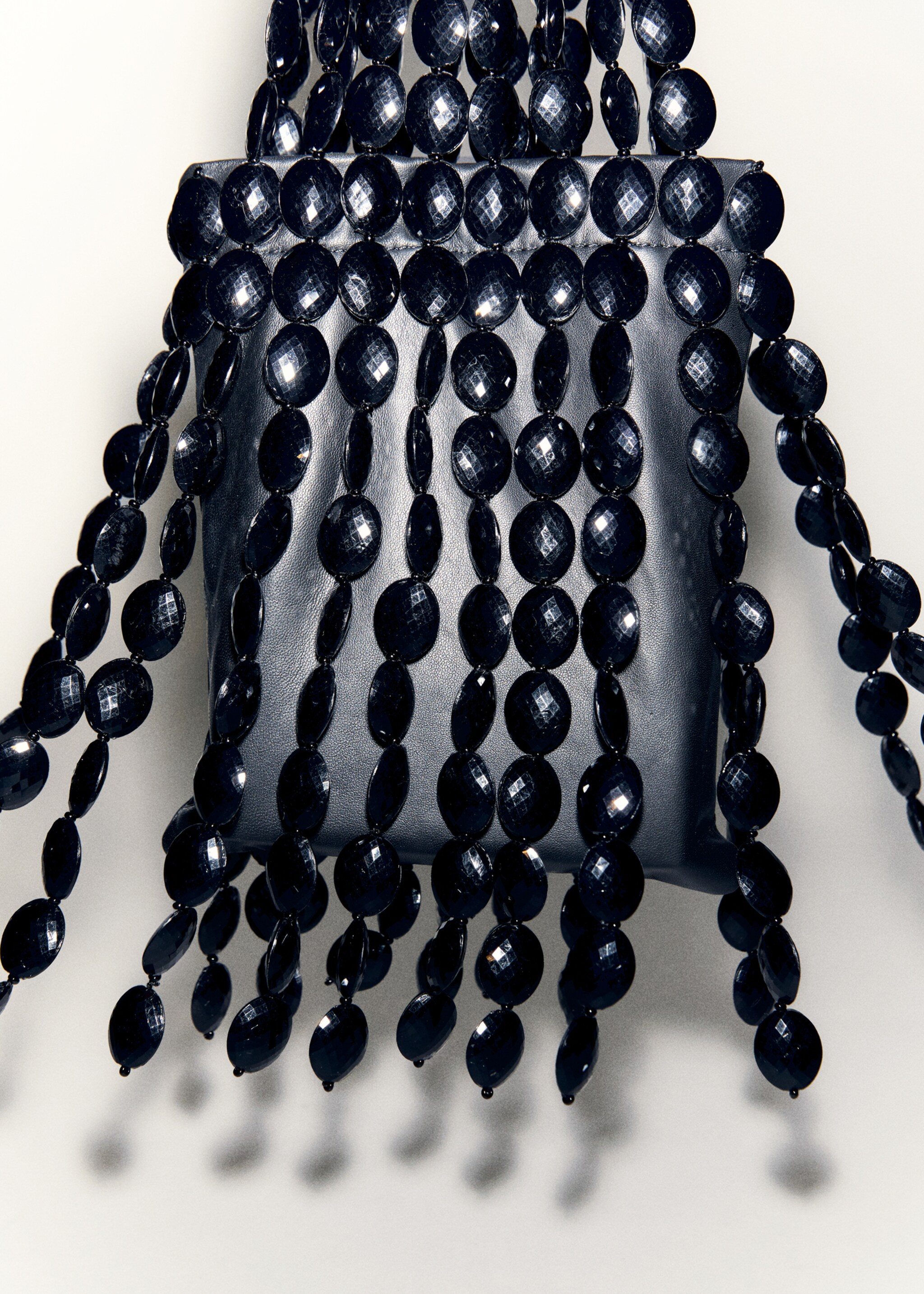 Τσάντα χεριού δερμάτινη χάντρες - Λεπτομέρεια του προϊόντος 5, Μαύρο. Ref: 87050220-00.