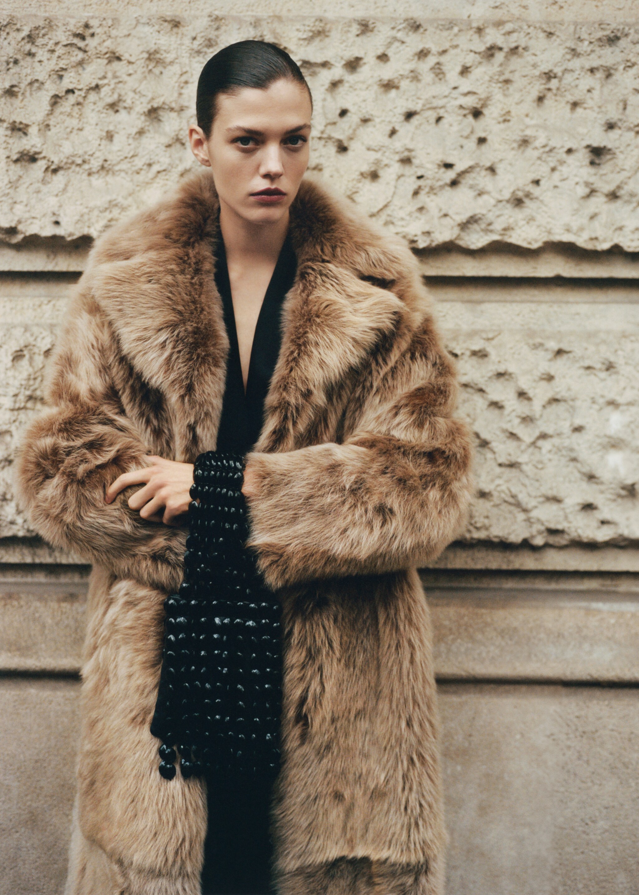 Τσάντα χεριού δερμάτινη χάντρες - Λεπτομέρεια του προϊόντος 9, Μαύρο. Ref: 87050220-00.