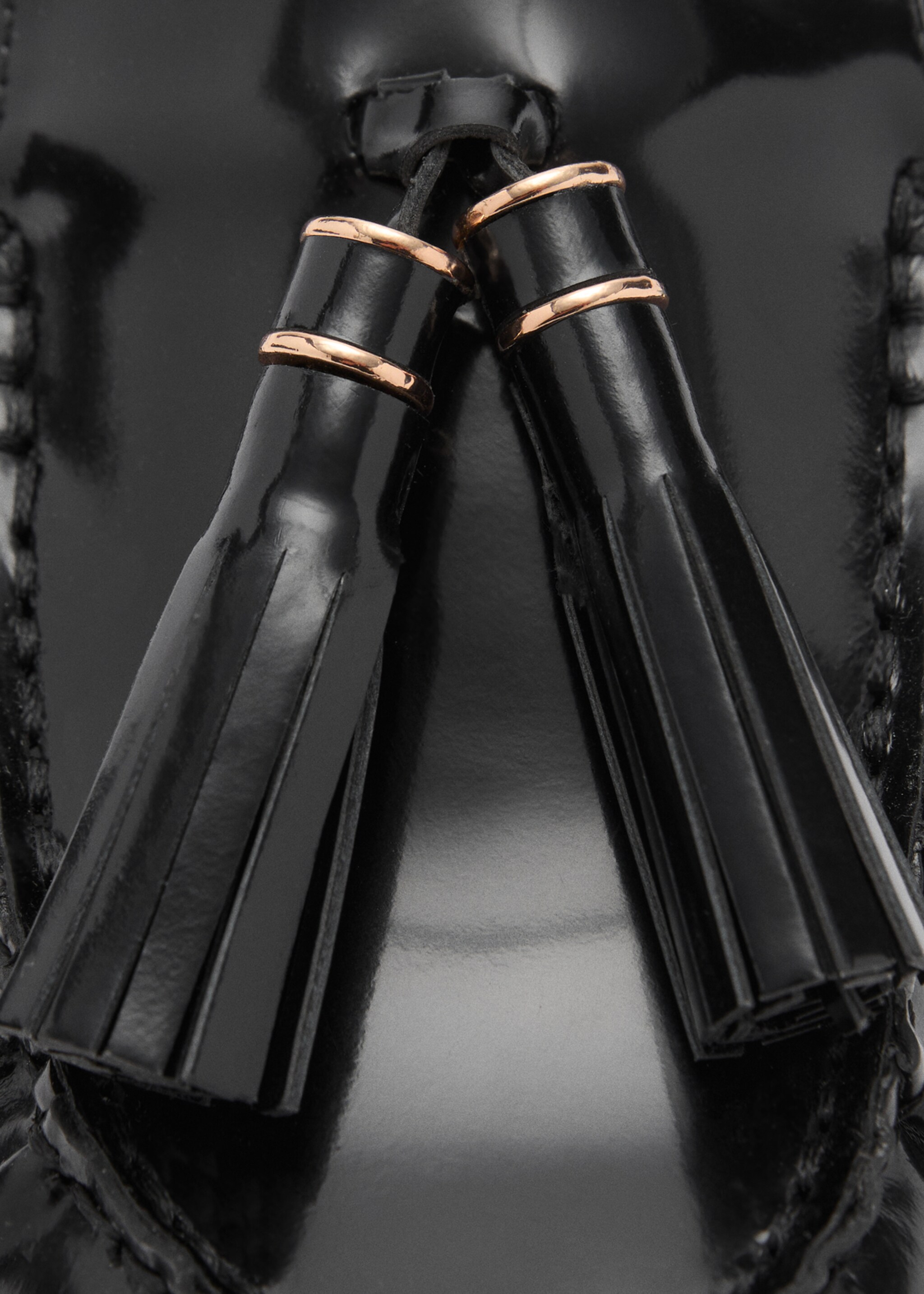 Leather loafers with tassels - Details of the article 2, Black. Ref: 87050235-00.