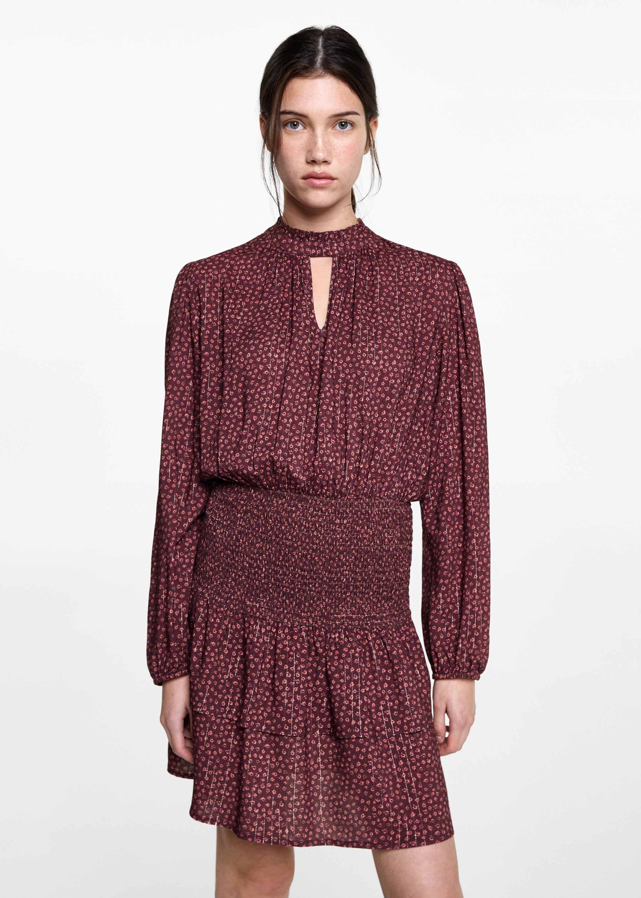 Φόρεμα εμπριμέ lurex - Μεσαίο πλάνο, Μαρόν. Ref: 87050262-00.