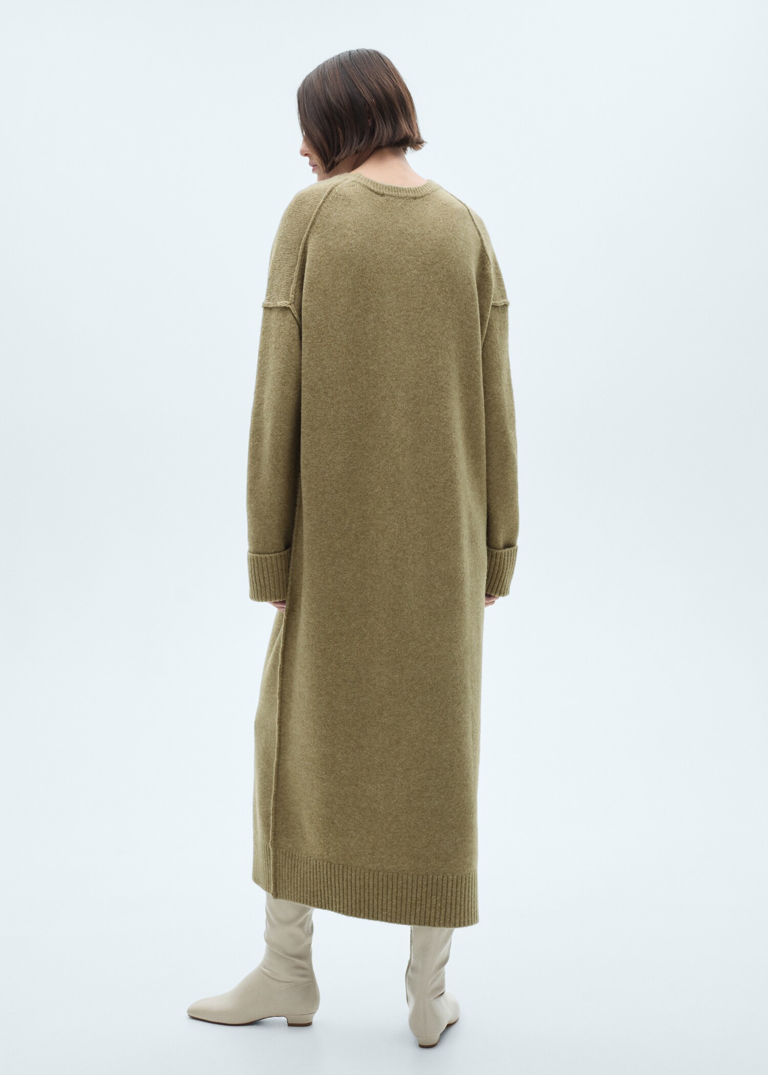 Gebreide jurk met geribde afwerkingen - Achterkant van het artikel