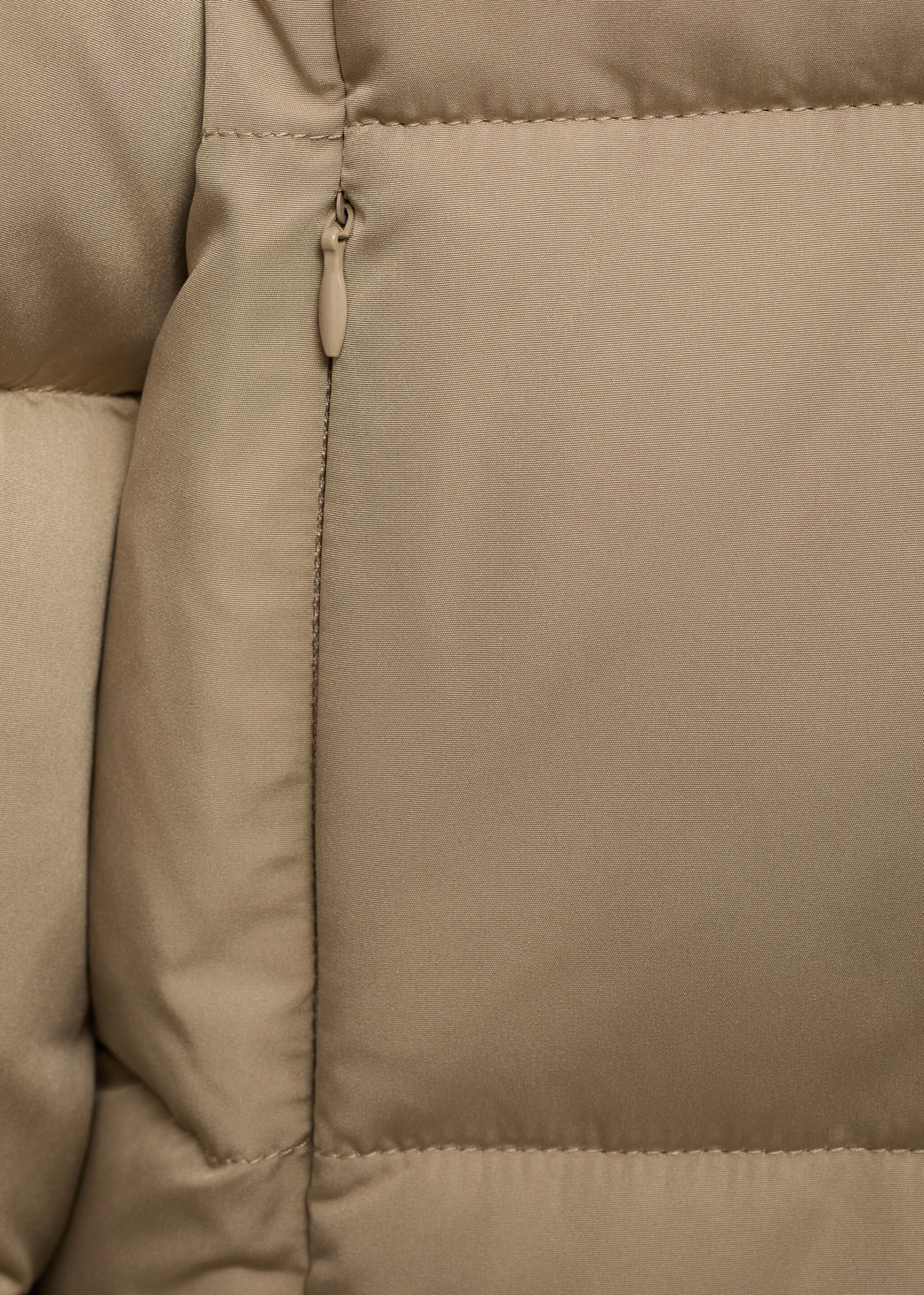 Midi quilted anorak with hood - Details of the article 0, Beige. Ref: 87050306-00.