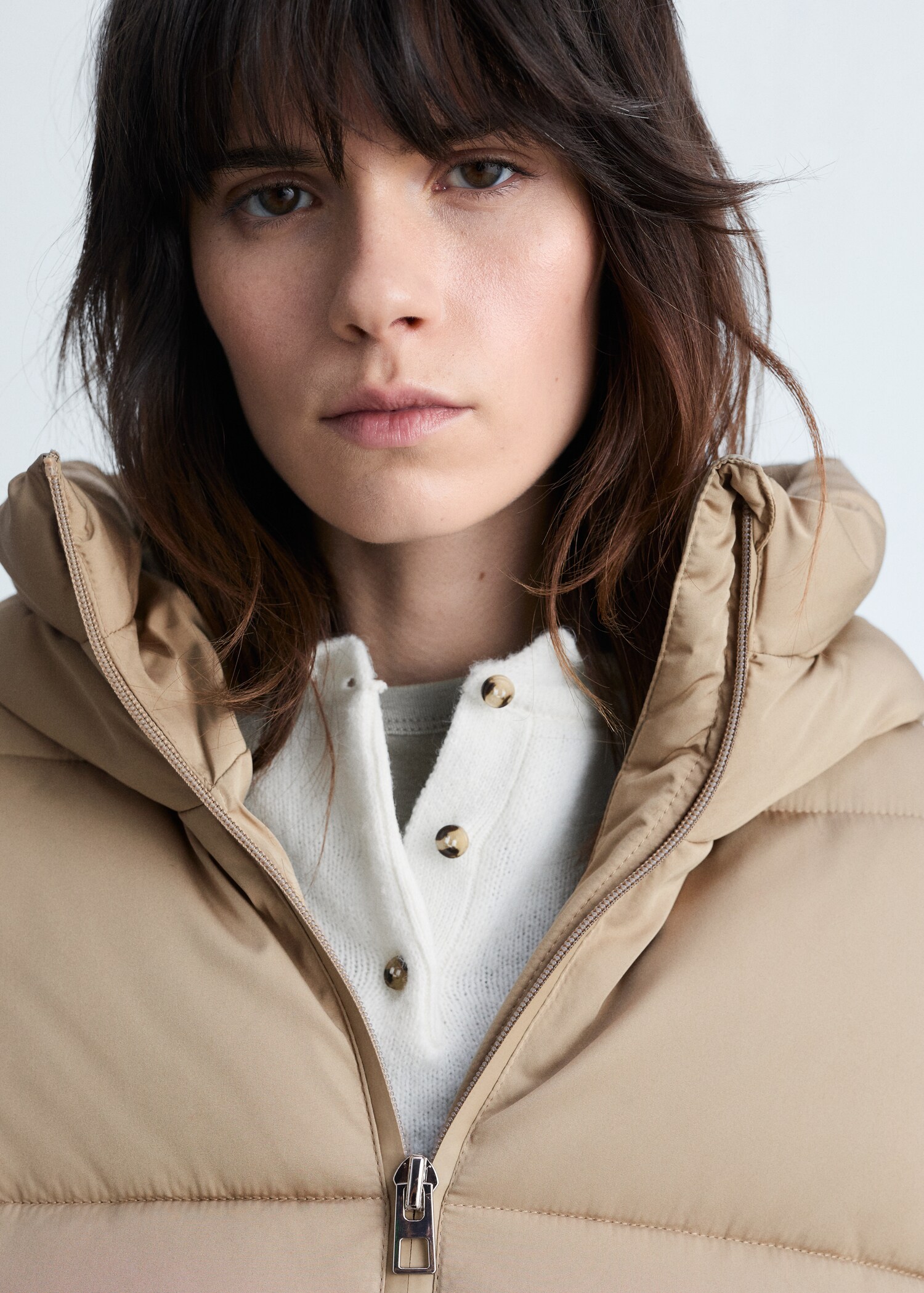 Midi quilted anorak with hood - Details of the article 1