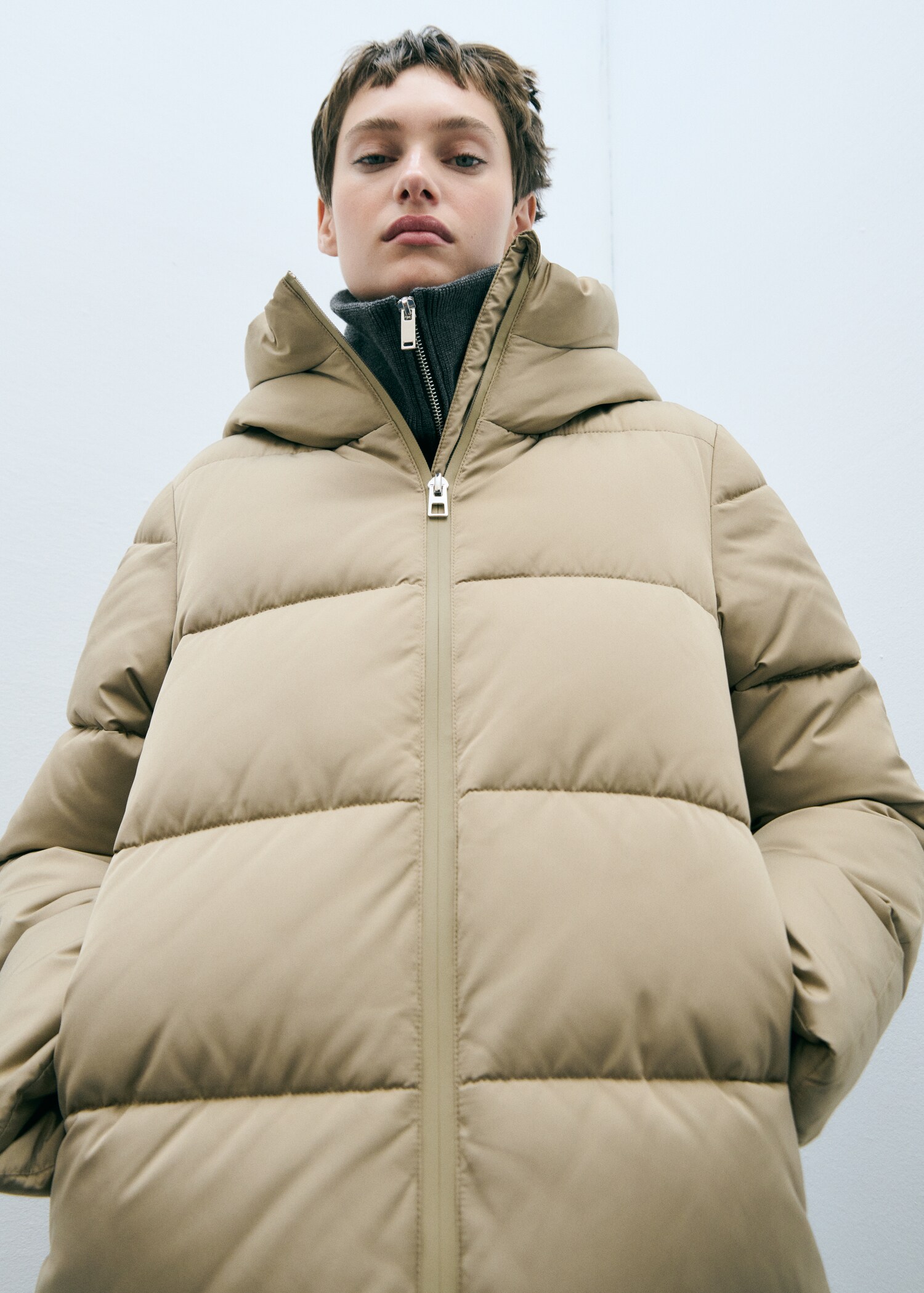 Midi quilted anorak with hood - Details of the article 6