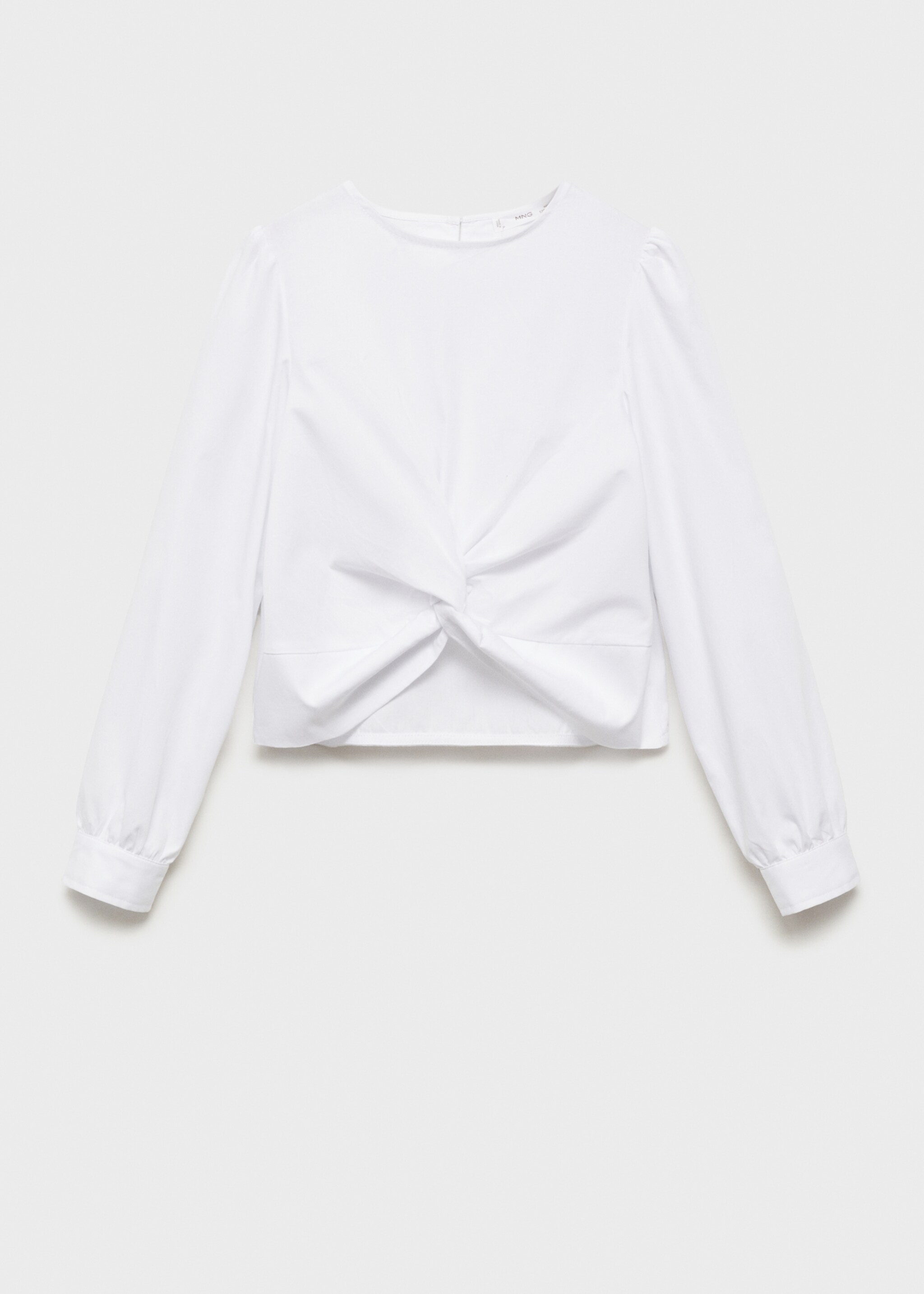 Knotted-hem cotton blouse - Article without model, White. Ref: 87050327-00.