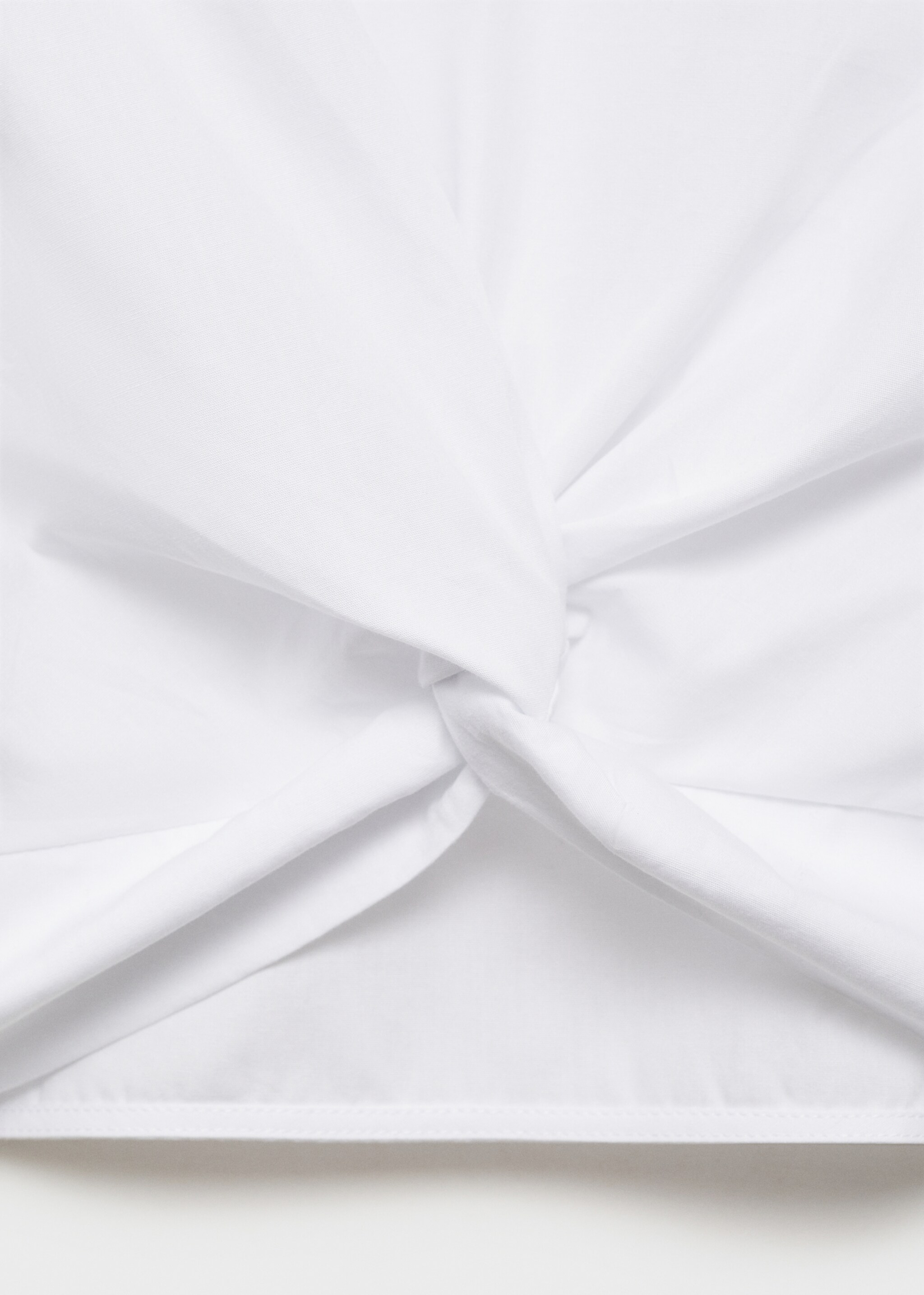 Knotted-hem cotton blouse - Details of the article 8, White. Ref: 87050327-00.