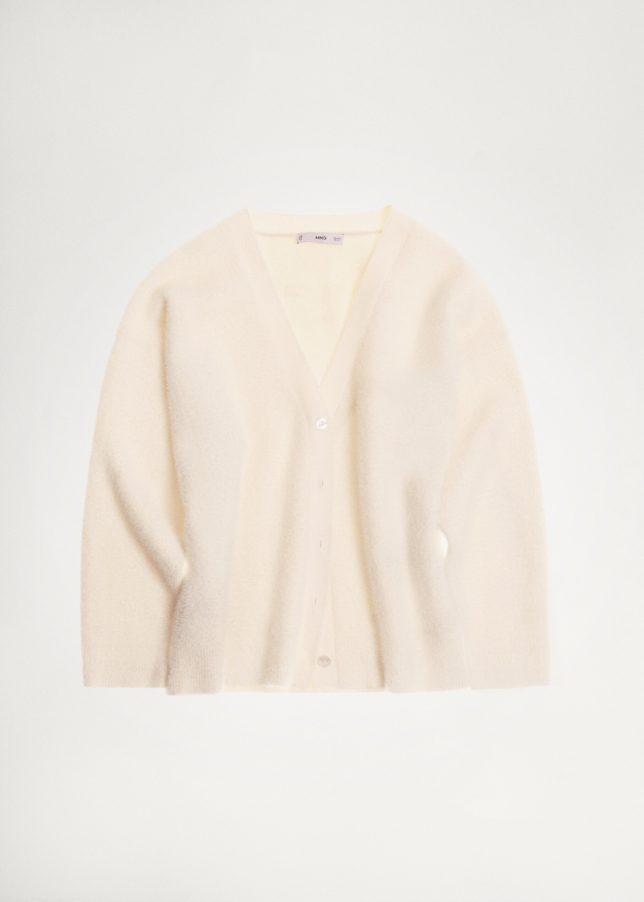 Strickcardigan mit Fell-Effekt - Detail des Artikels 7, Ecru. Ref: 87050352-00.