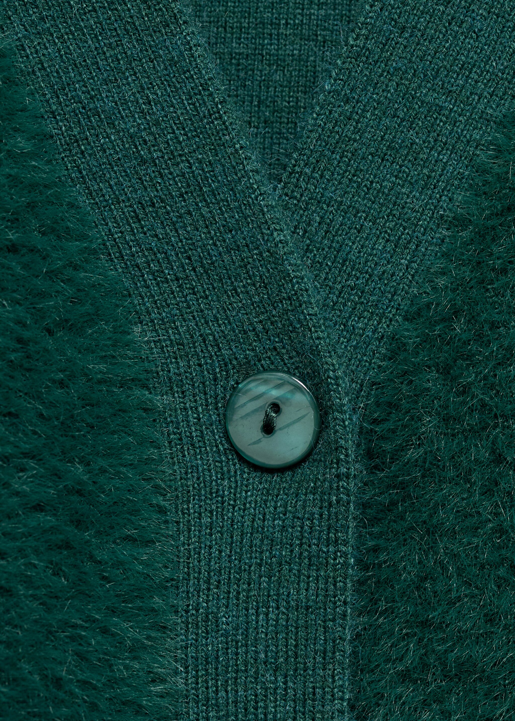 Faux-fur knitted cardigan - Details of the article 0, Petrol Blue. Ref: 87050352-00.