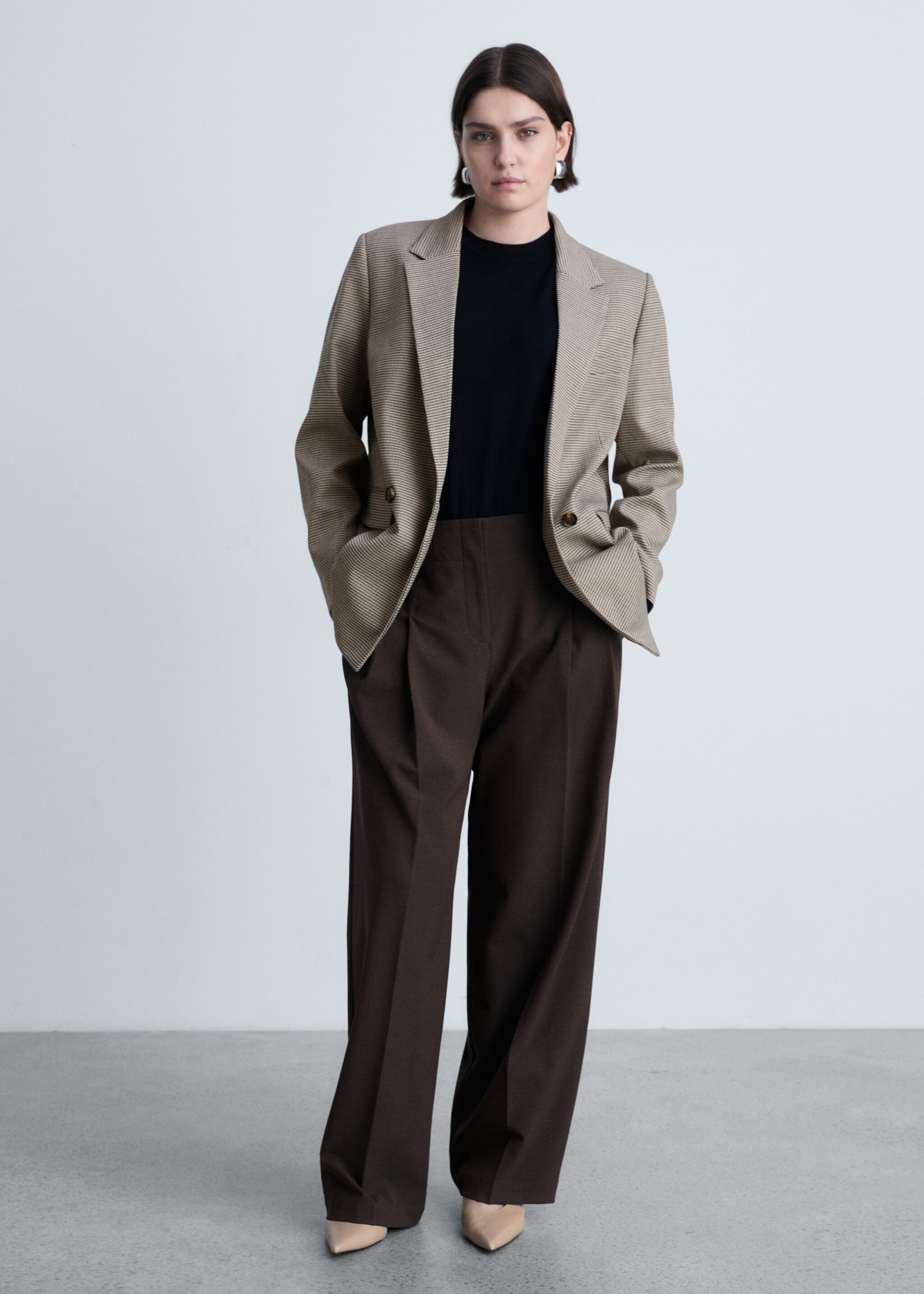 Double-breasted jacket - Details of the article 3, Brown. Ref: 87050355-00.