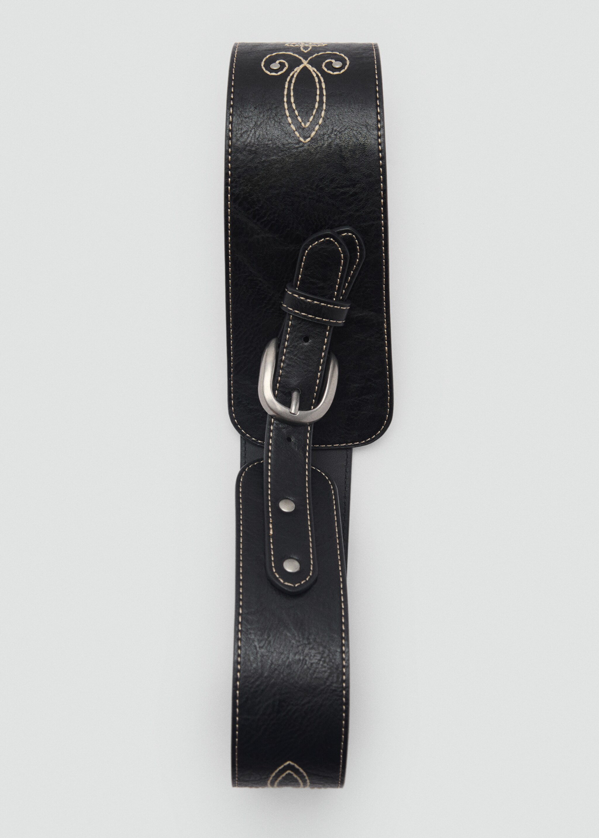Buckle sash belt - Details of the article 2, Black. Ref: 87050358-00.