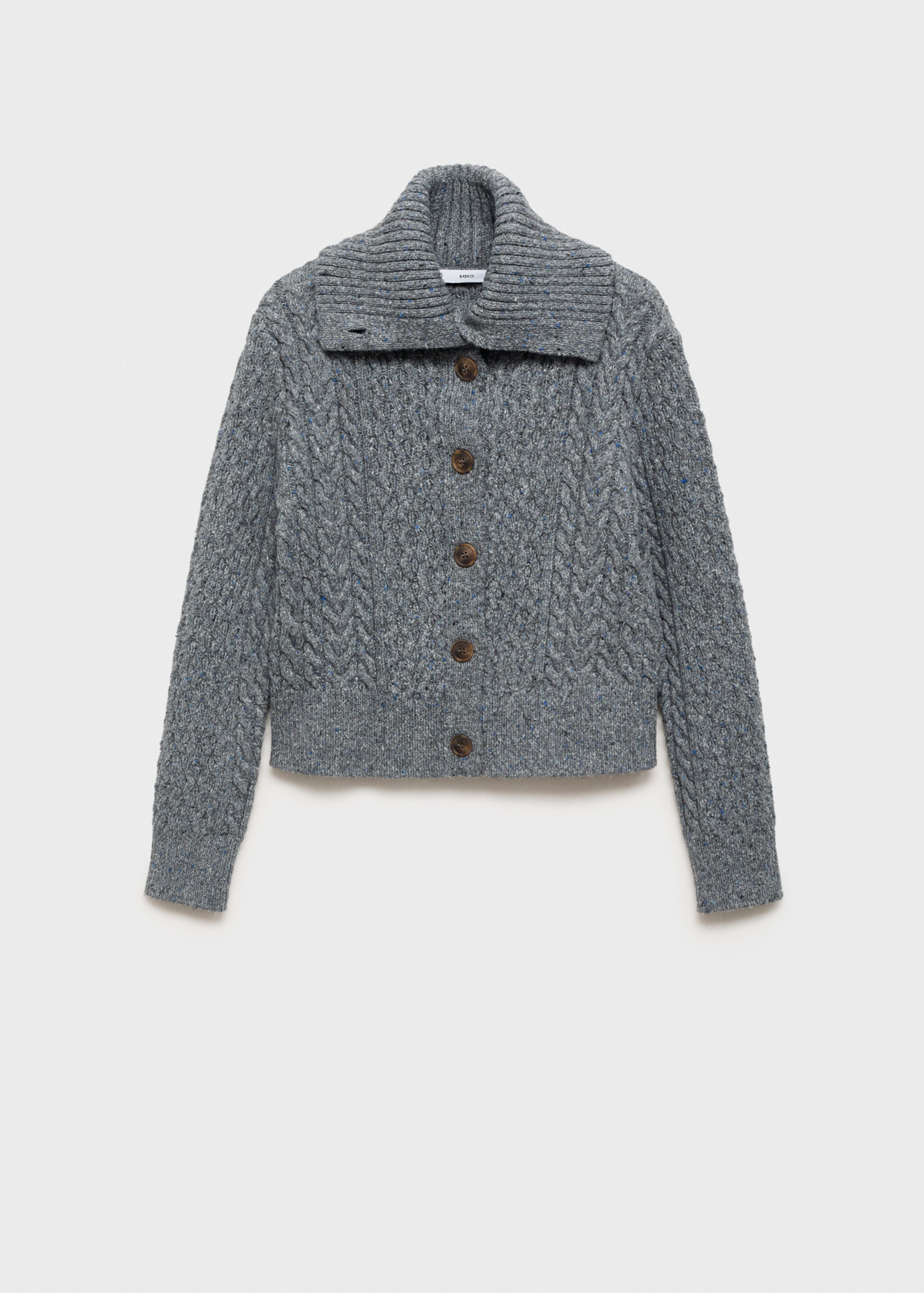 Cabled heather cardigan - Article without model, Grey. Ref: 87050367-00.